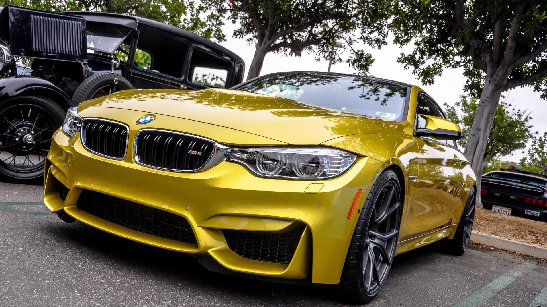 1920x1080 Download Wallpaper 1920x1080 bmw, f m yellow, front bumper Full HD 1080p HD Background