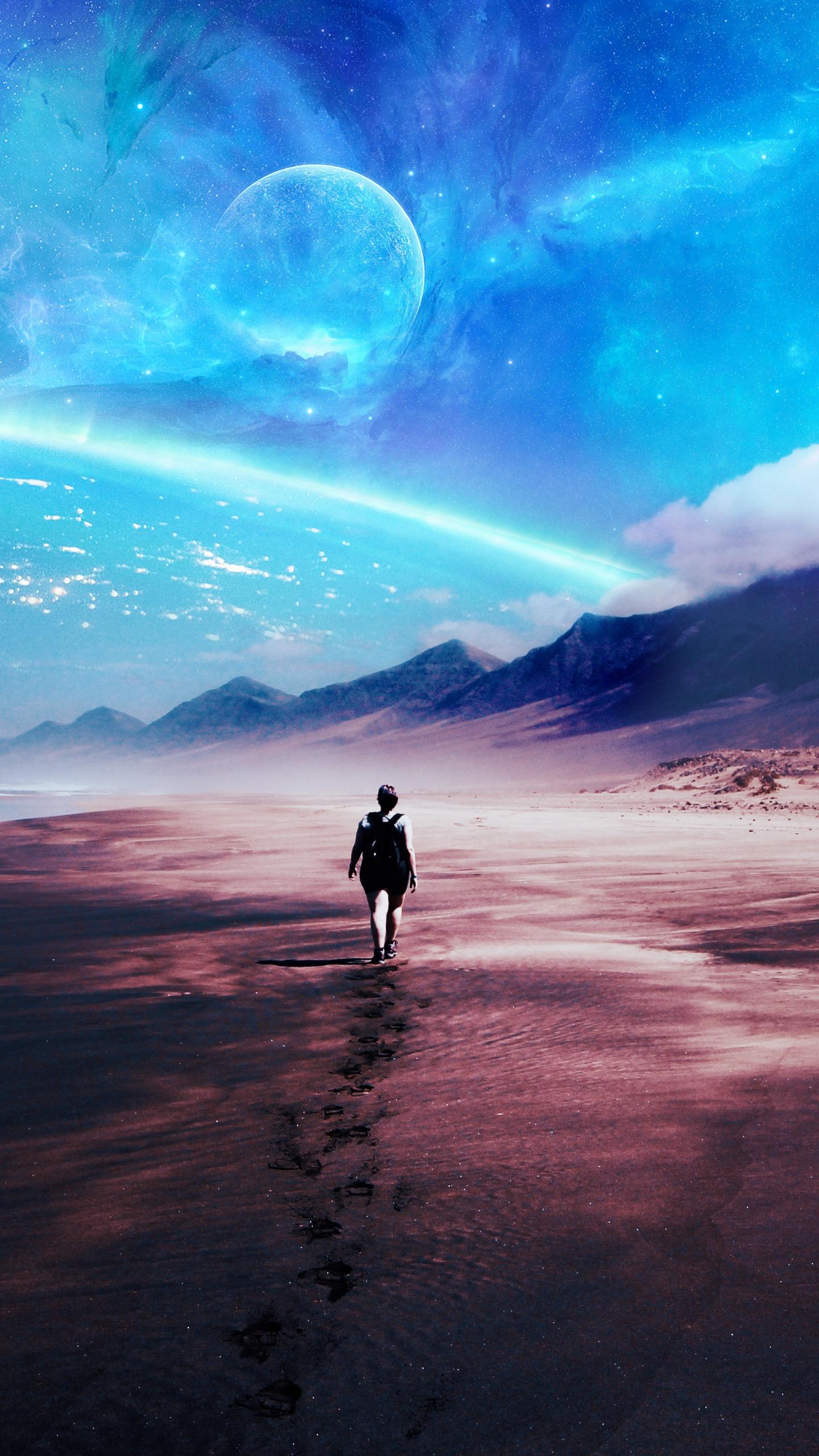 1440x2560 Alone Wallpaper 4K, Beach, Lost, Fantasy