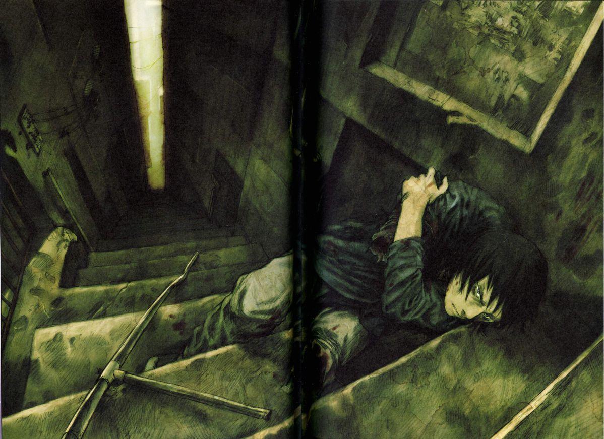 1198x871 Texhnolyze, man fallen. Japanese pop art, Anime, Character art
