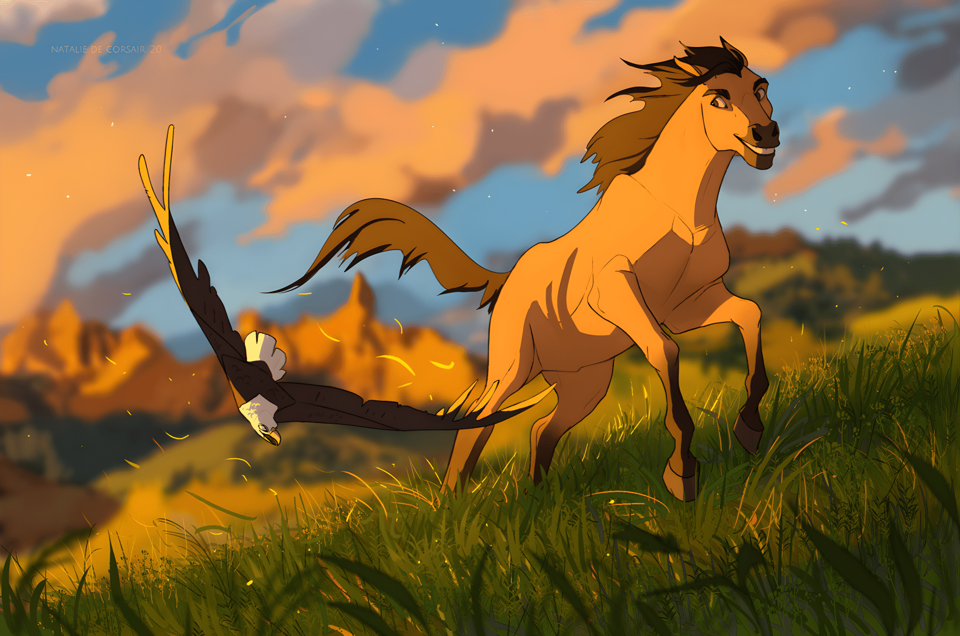 1920x1271 Download Running Falcon Horse Movie Spirit: Stallion Of The Cimarron 4k Ultra HD Wallpaper