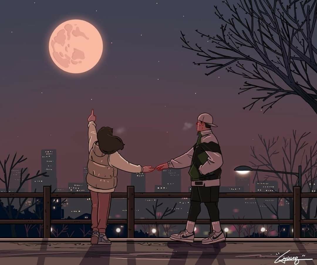 1080x903 Couple Lofi Wallpaper