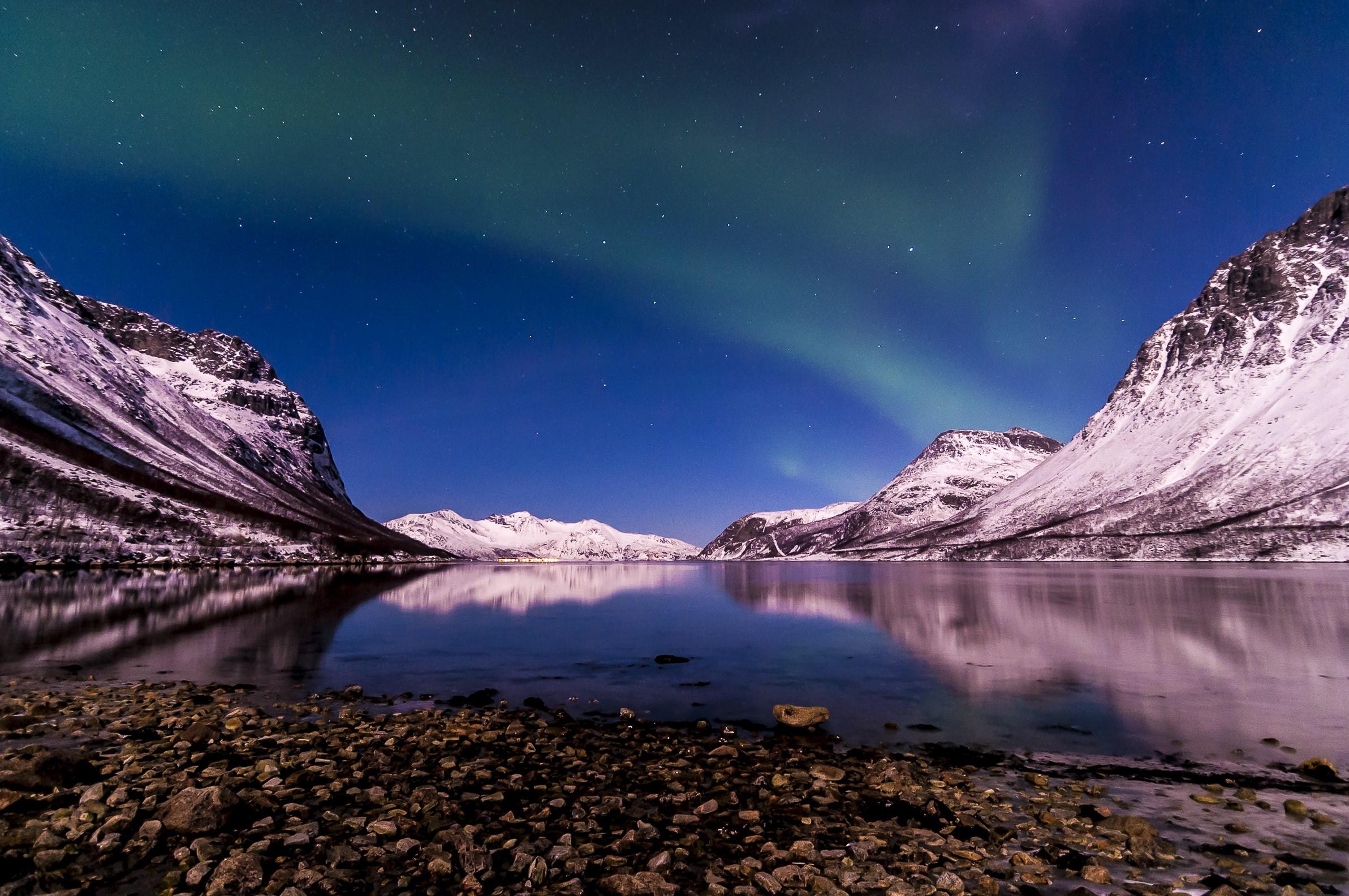 2385x1584 Wallpaper / night, no people, Norway, nature, dramatic landscape, beauty in nature, landscape, astronomy, mountain range, milky way, water, space, winter, tranquil scene free download