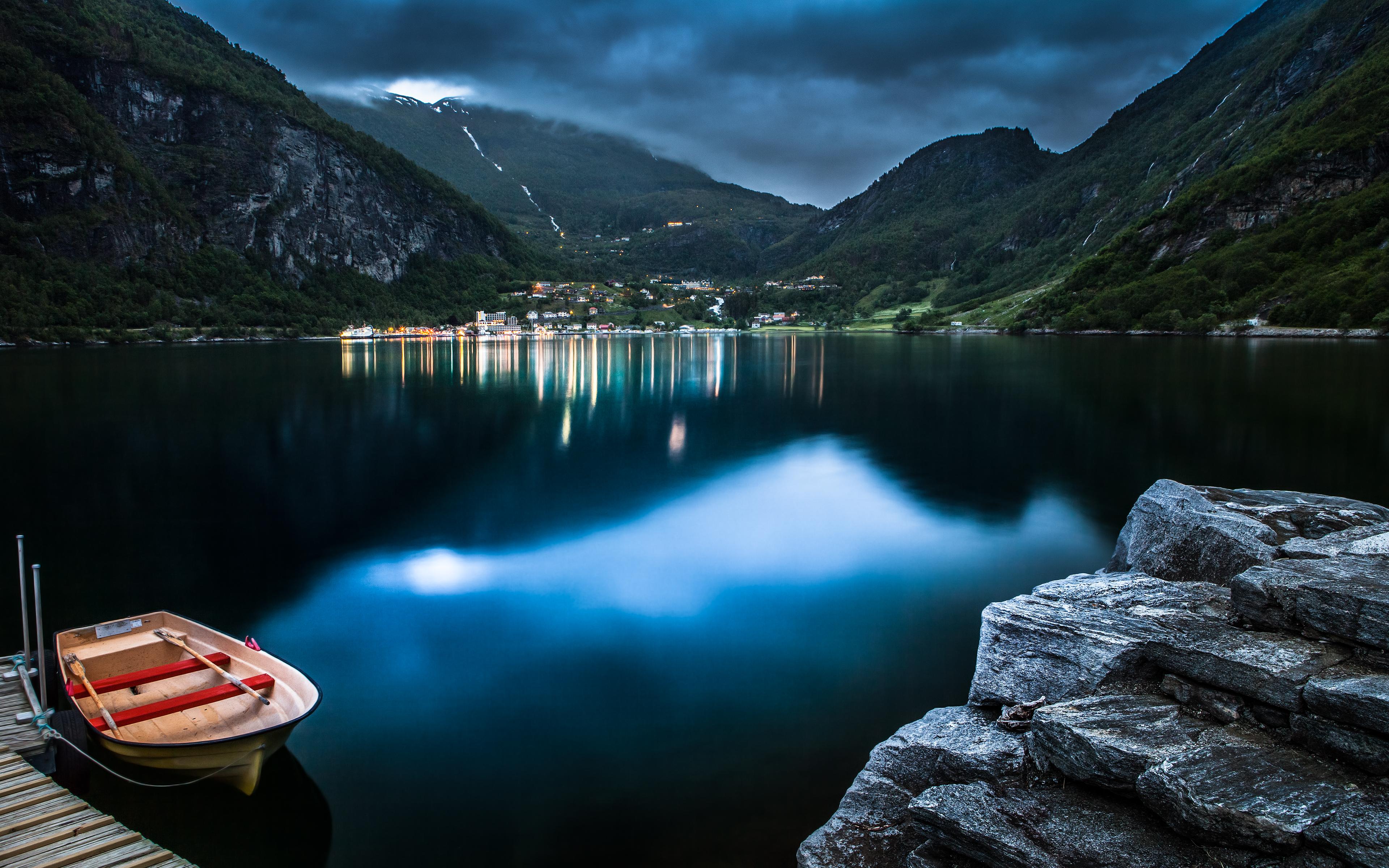 3840x2400 Geiranger Wallpaper 4K, Norway, Village, Nature