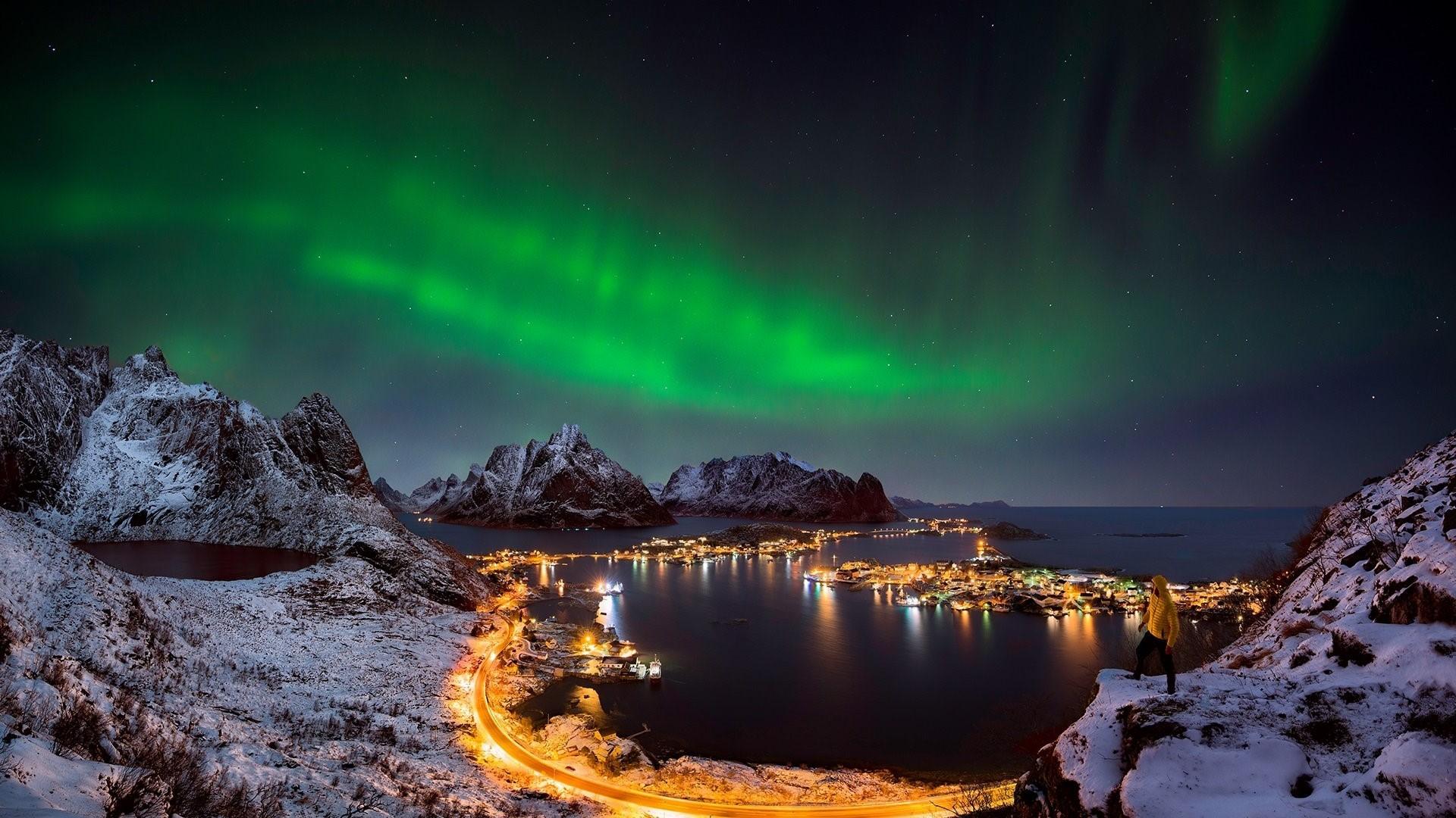 1920x1080 dark, night, cold, sky, aurorae, Norway Gallery HD Wallpaper
