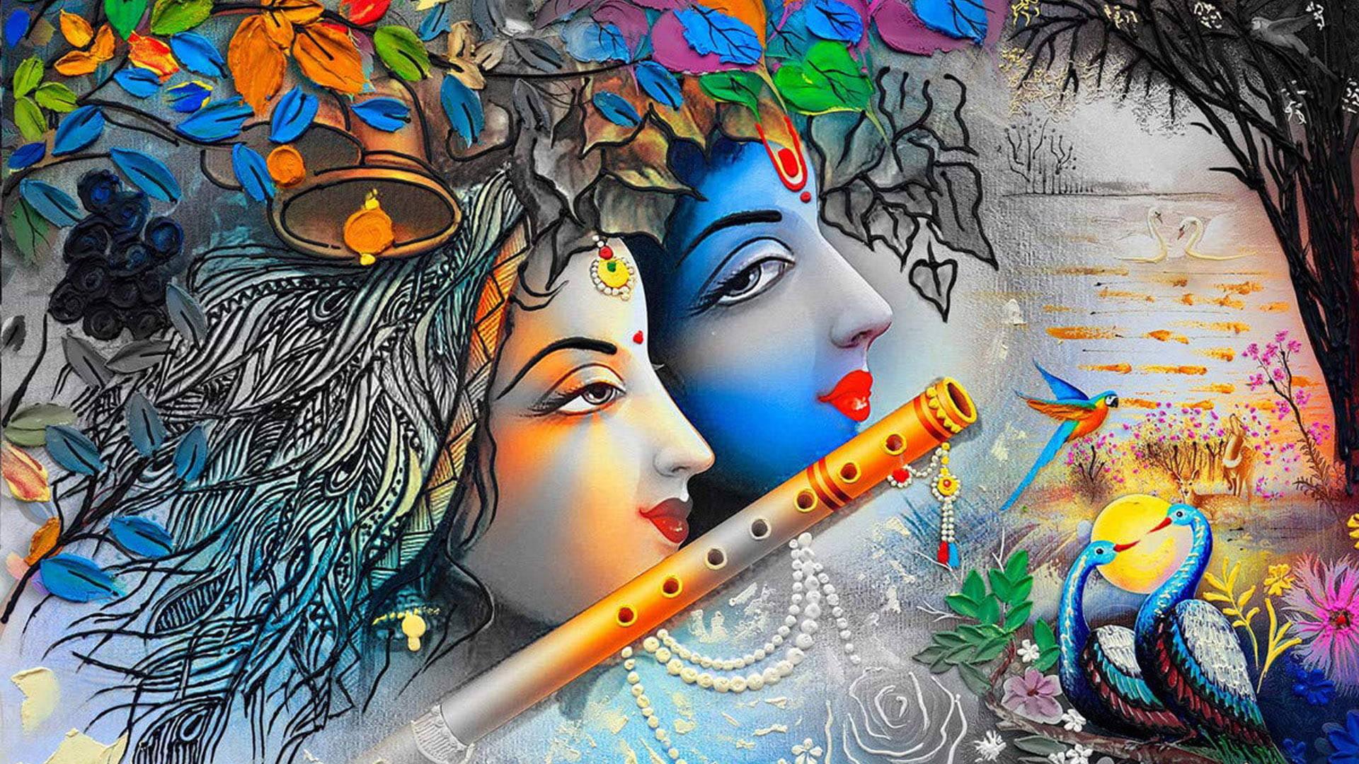 1920x1080 Radha Digital Drawing Wallpaper