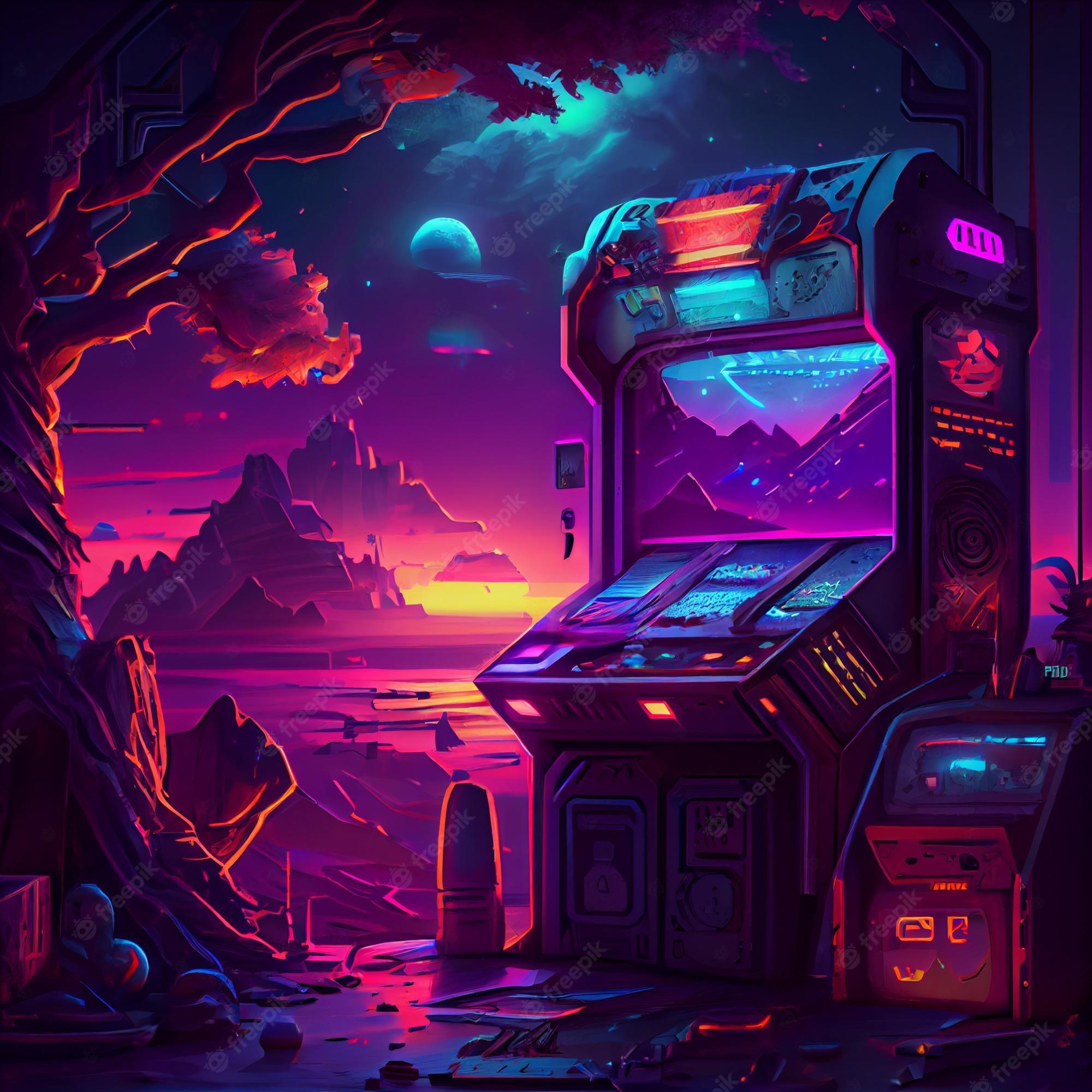 2000x2000 Premium Photo. Retro arcade machine gaming illustration