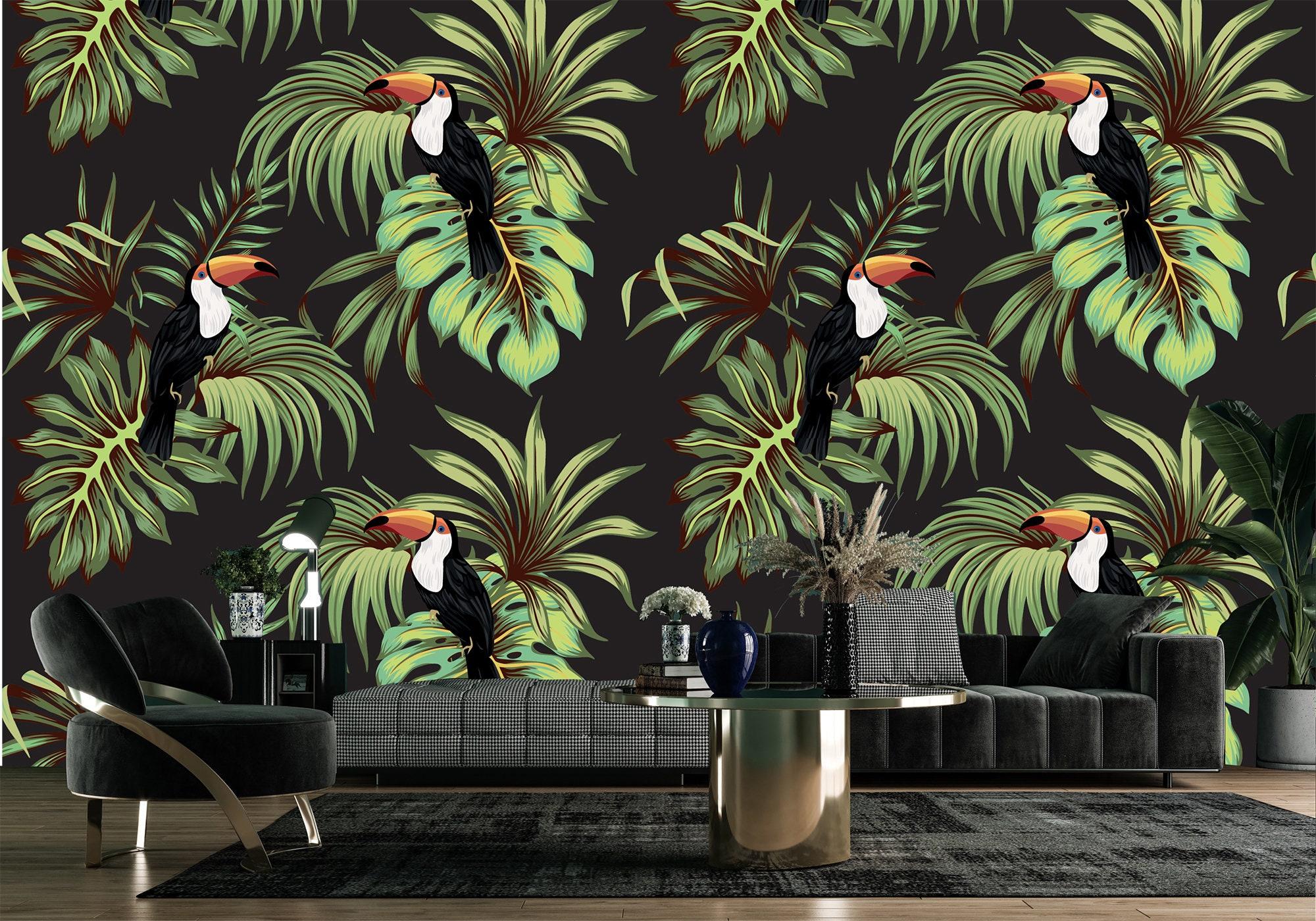 2000x1400 Exotic Jungle Wallpaper Tropical Vintage Toucan Palm