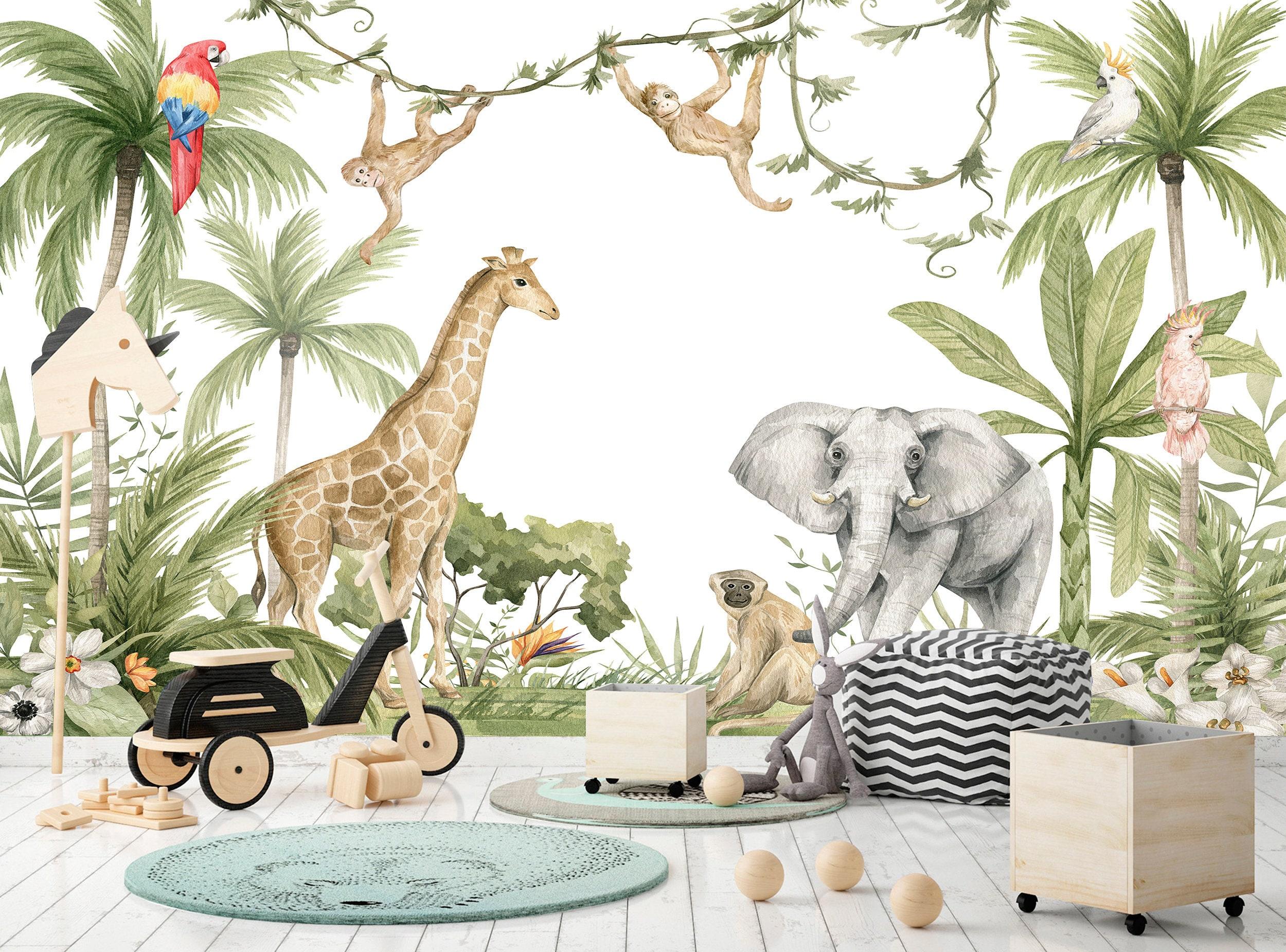 2500x1850 Jungle Theme Wallpaper Animals Peel and Stick Wallpaper