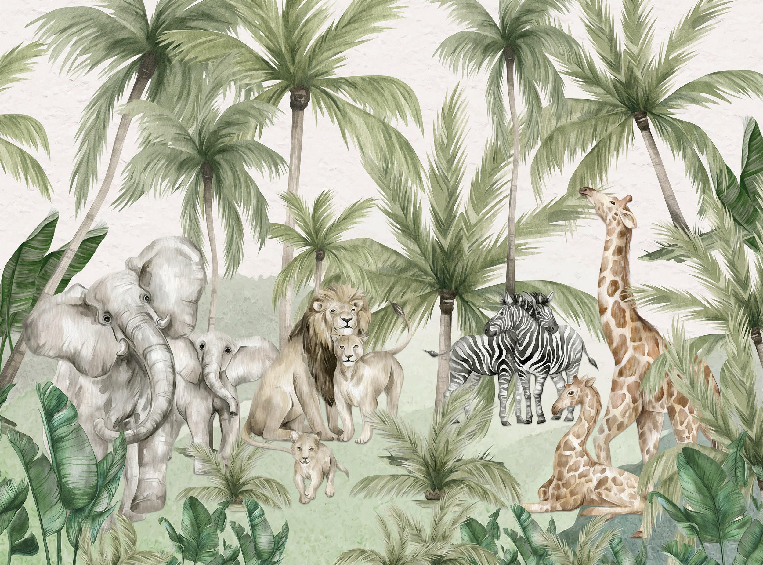 2500x1850 Jungle Theme Wallpaper Animals Peel and Stick Wallpaper