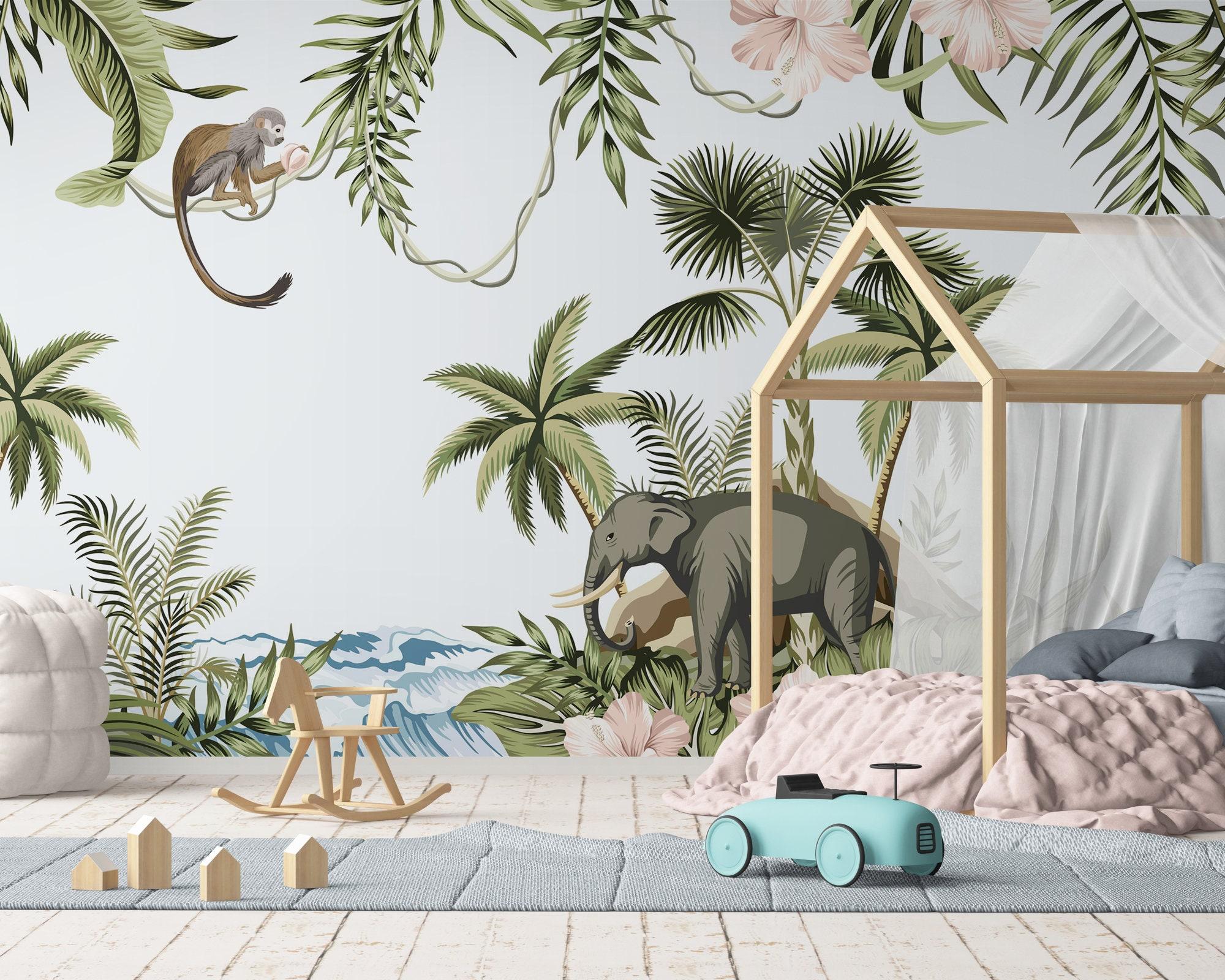 2000x1600 Jungle Wall Mural Elephant Wallpaper Pre Paste Wallpaper