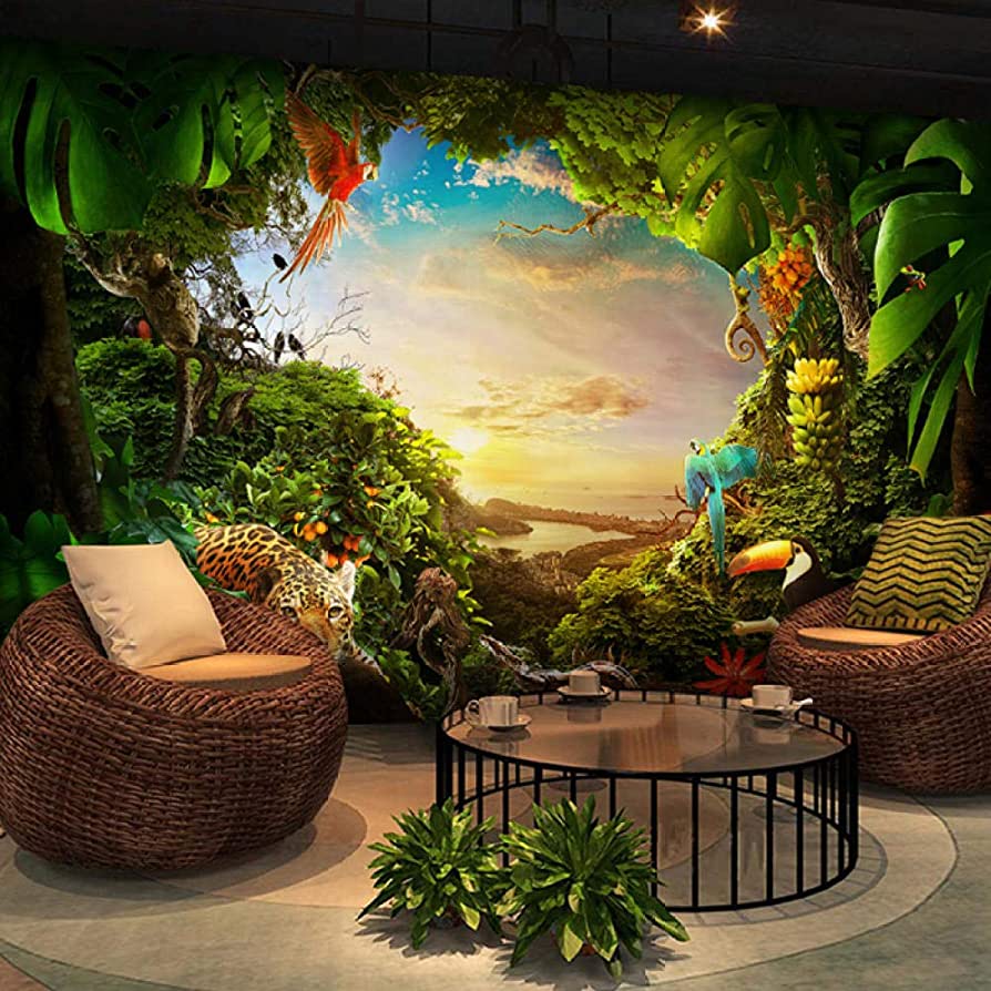 894x894 3D Mural Wallpaper 3D Wall Murals 3D Forest Jungle Wallpaper Mural Theme Zoo Bar Internet Cafe Restaurant Background Wallpaper 430300Cm