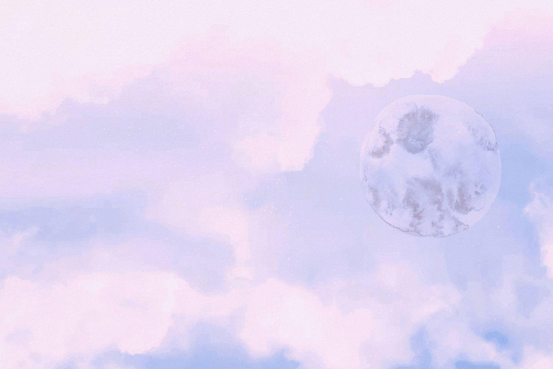 1920x1280 Moon and clouds in pink
