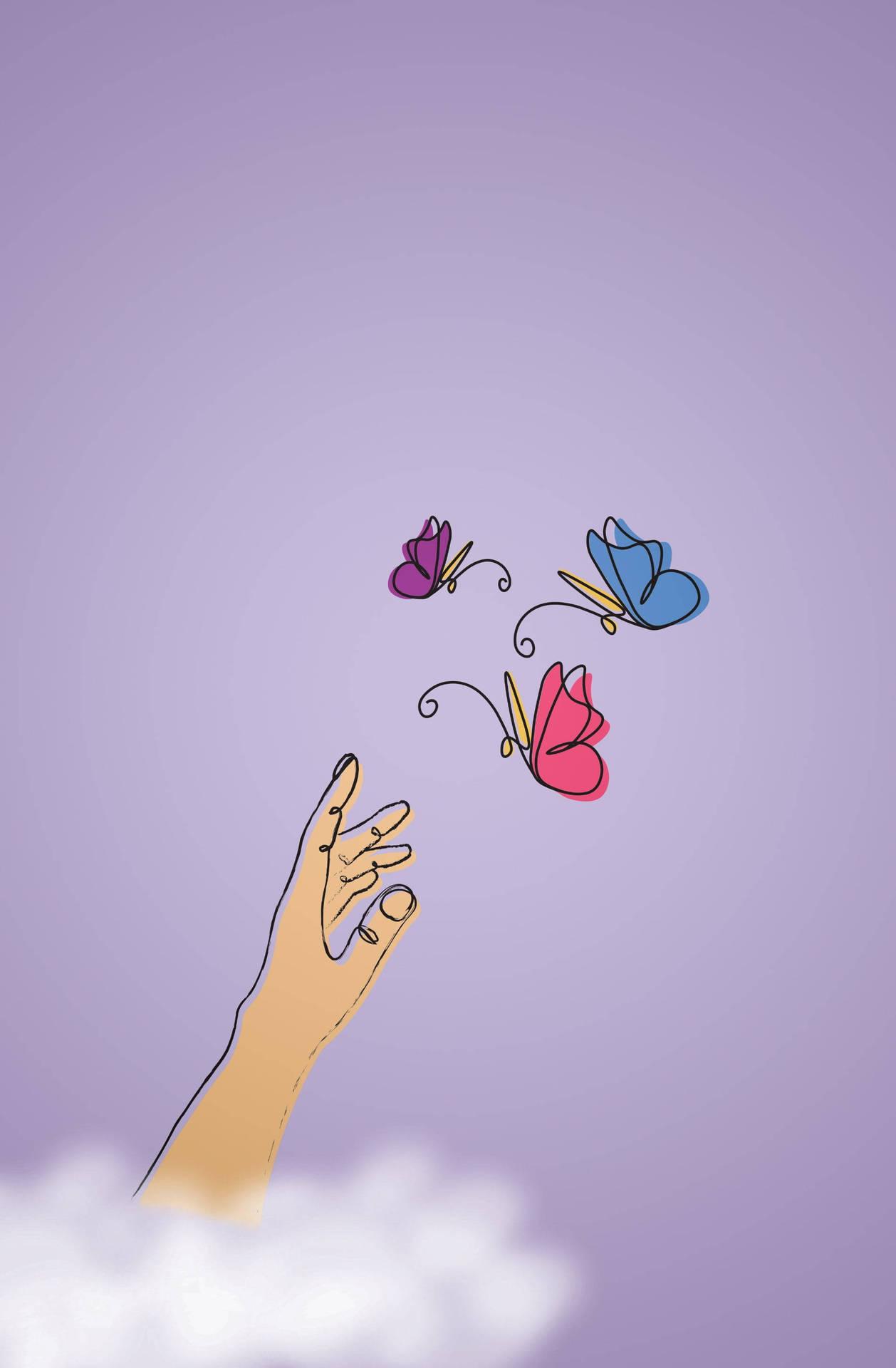 1258x1920 Download Pastel Butterflies In Violet Background Wallpaper
