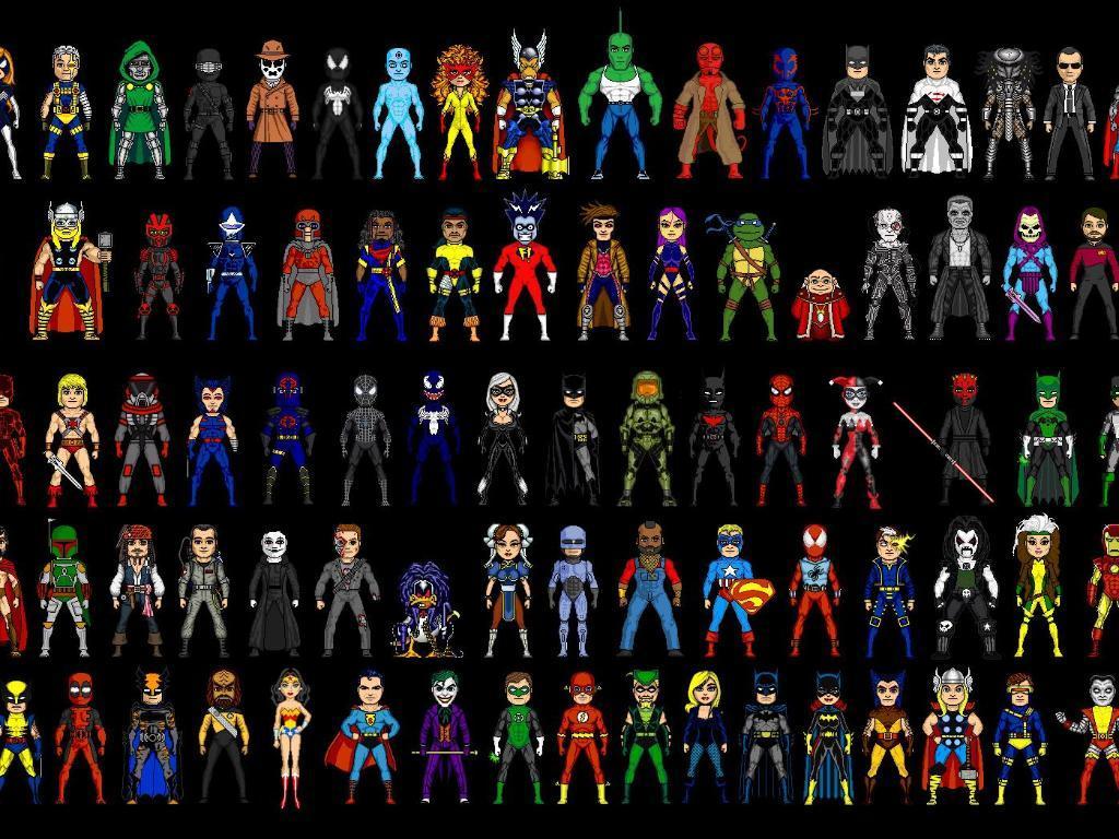 1024x768 Heroes And Villains Wallpaper