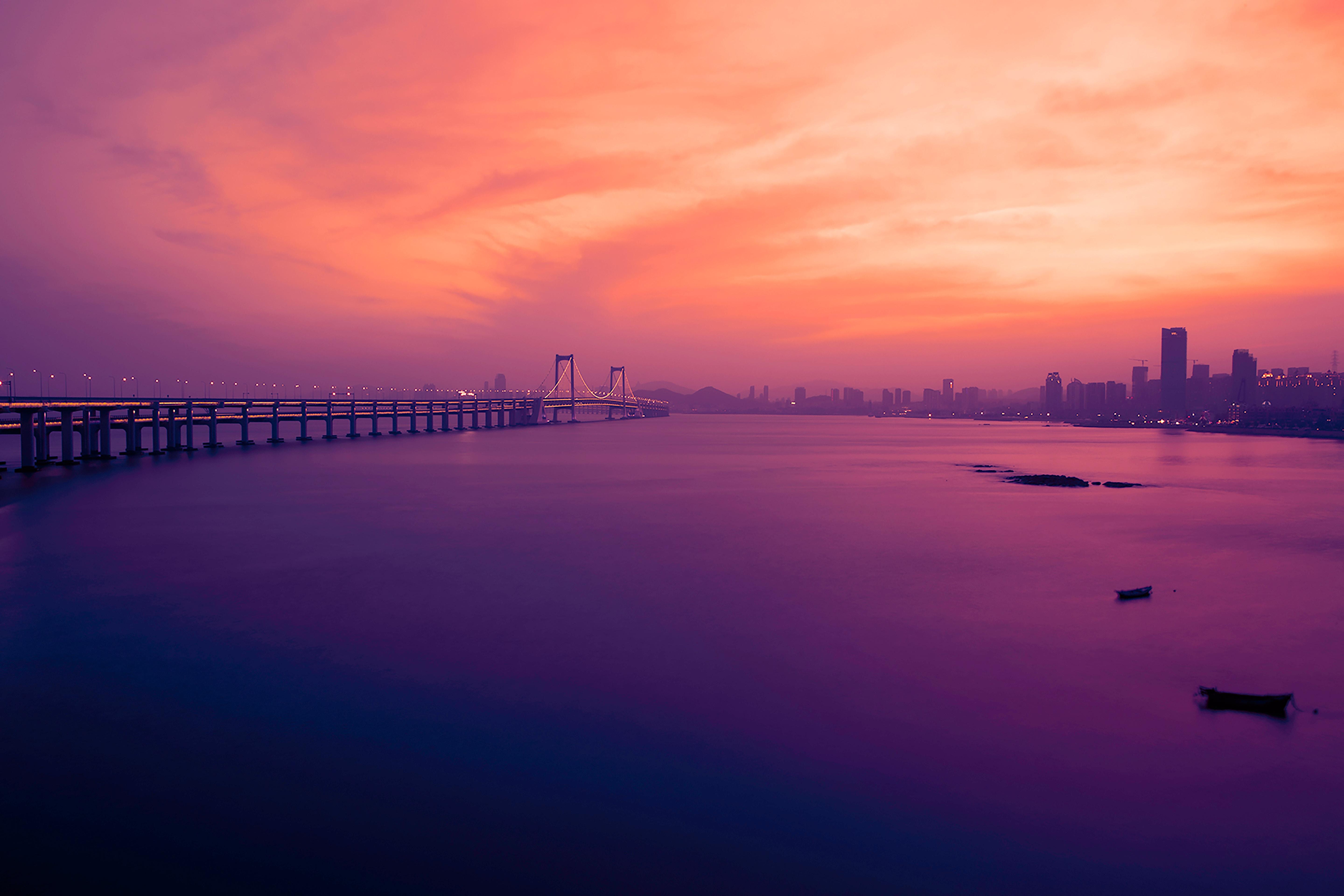 5760x3840 china, dalian, bridge, bay, sea 4k Gallery HD Wallpaper
