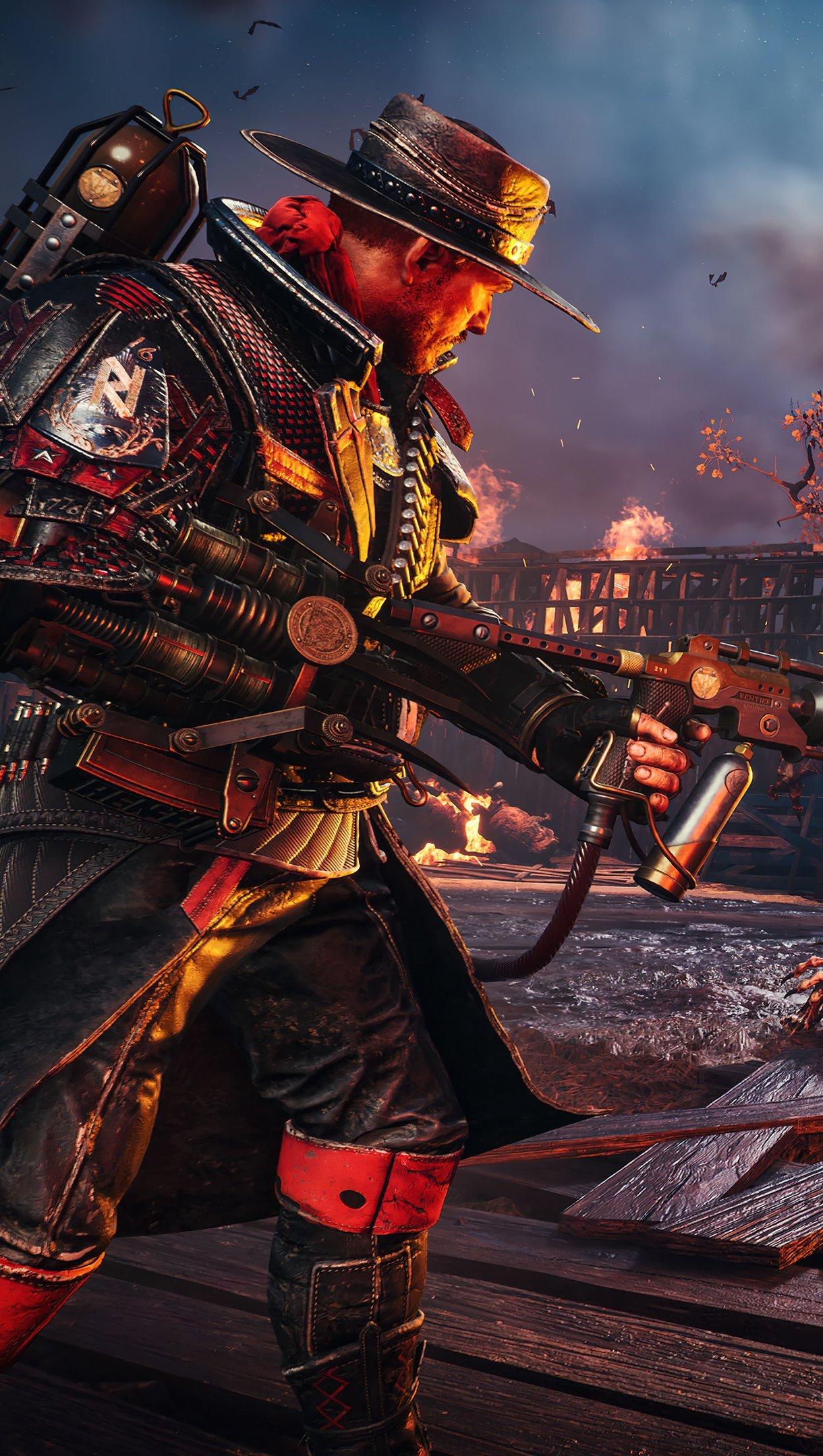 1220x2160 Evil West flamethrower Wallpaper 4k Ultra HD