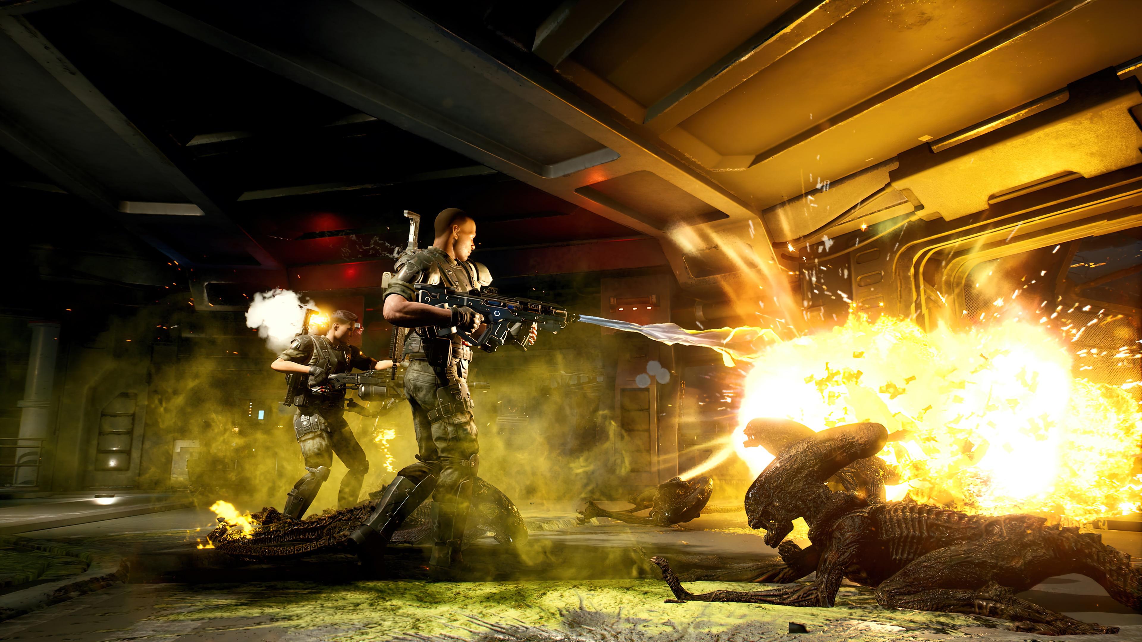 3840x2160 aliens fireteam elite, game, flamethrower, 4k, pc Gallery HD Wallpaper