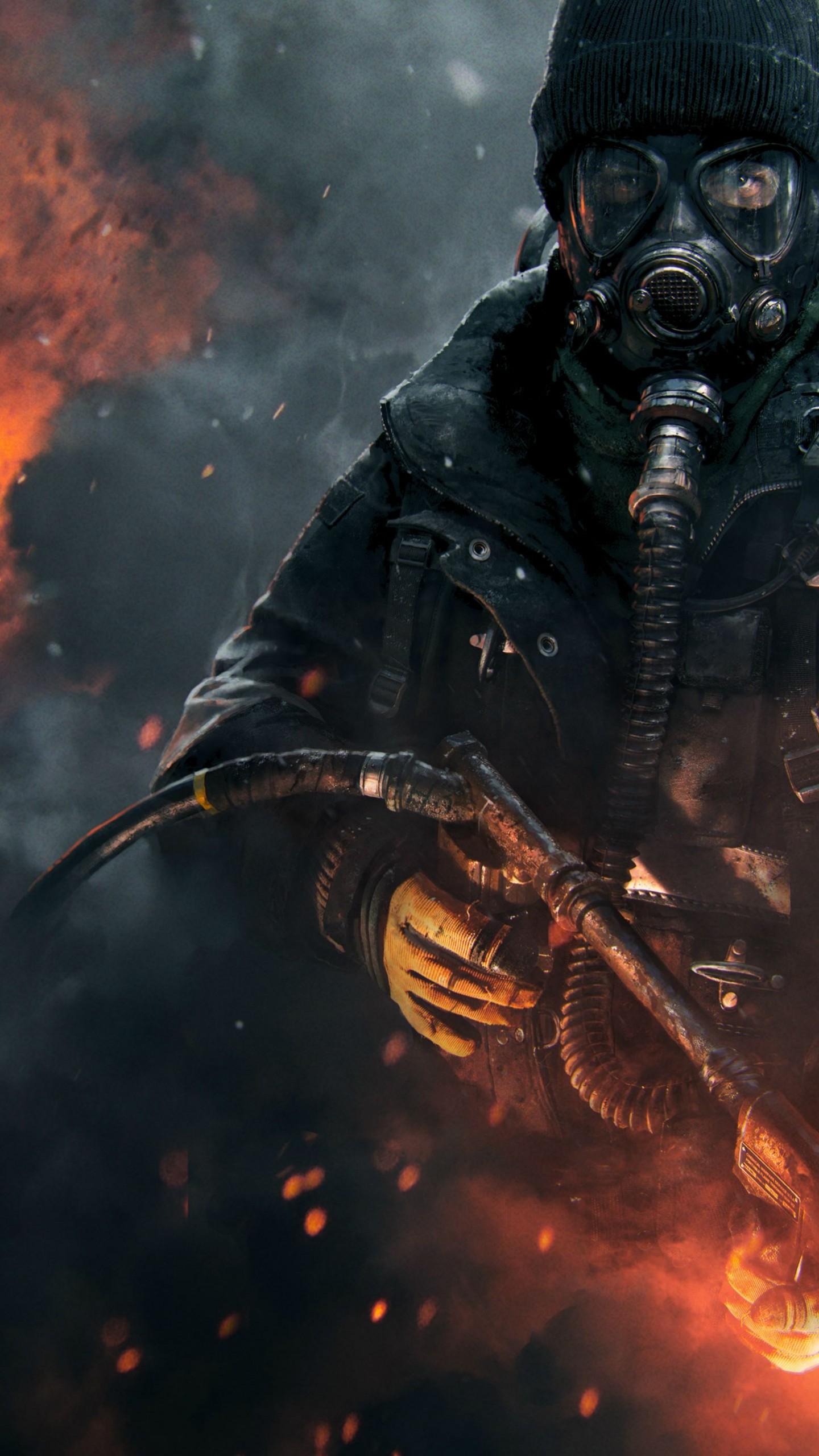 1440x2560 Wallpaper The Division, Tom Clancy's, flamethrower, apocalypse, PS xBox One, PC, screenshot, 4k, 5k, Games