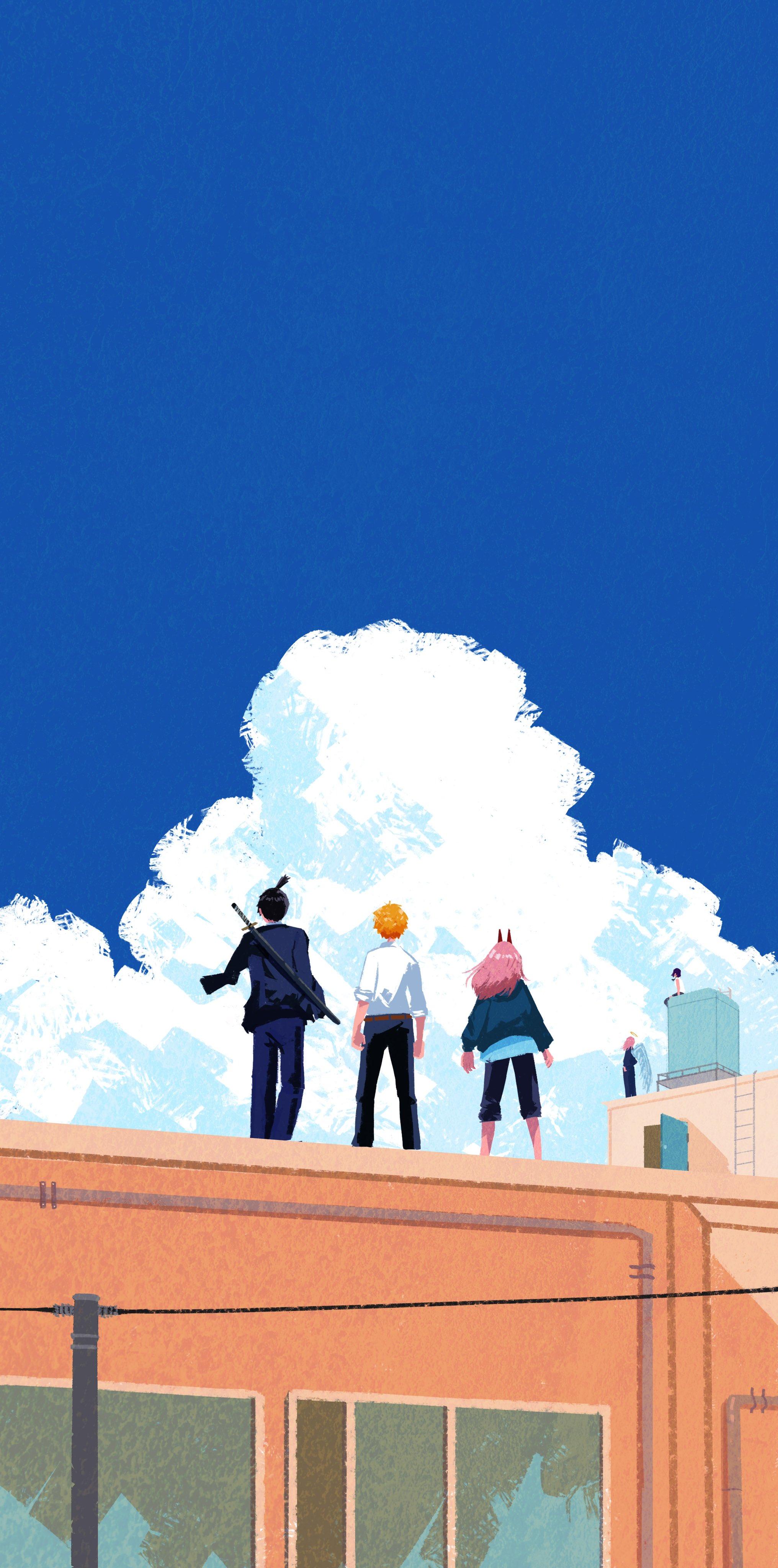 2032x4096 power, denji, reze, hayakawa aki, and angel devil (chainsaw man) drawn