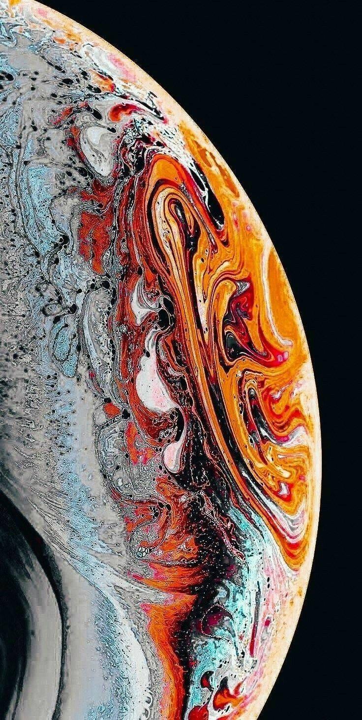736x1464 iPhone 13 IOS Orange Planet Wallpaper