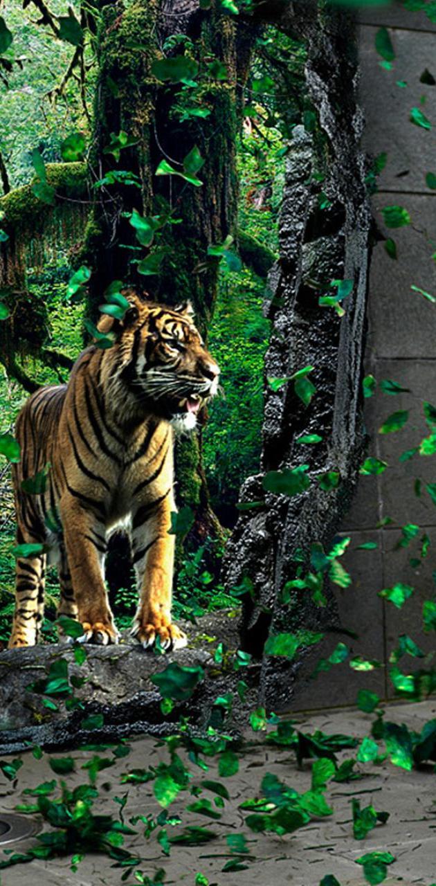 630x1280 3D Tiger wallpaper