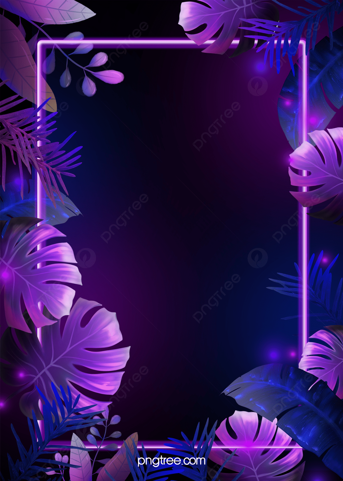 1200x1680 Purple Blue Neon Tropical Leaves Background Wallpaper Image For Free Download