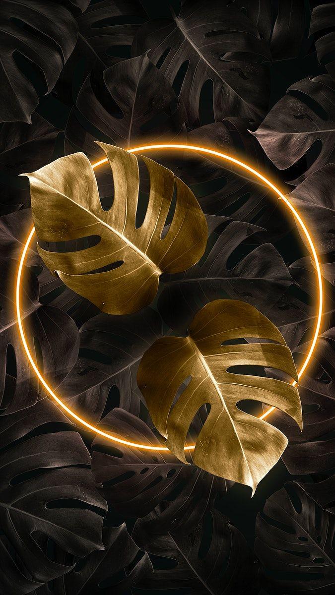 675x1200 Tropical golden neon lights frame phone screen wallpaper / HwangMangjoo. Hình ảnh, Ảnh tường cho điện thoại, Nhật ký nghệ thuật