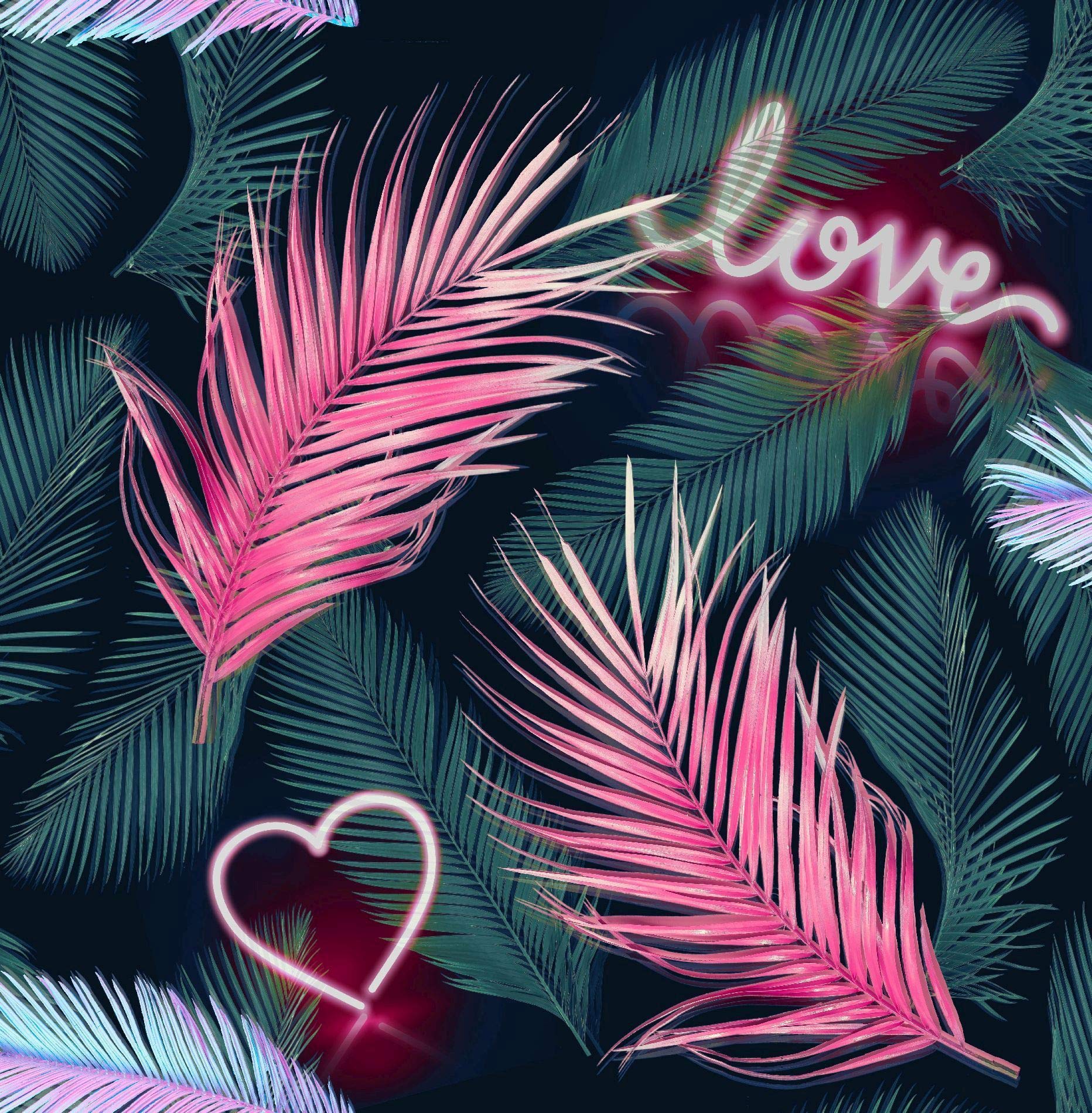 1864x1900 Fresco Neon Love Tropical Floral Wallpaper: Buy Online at Best Price in UAE
