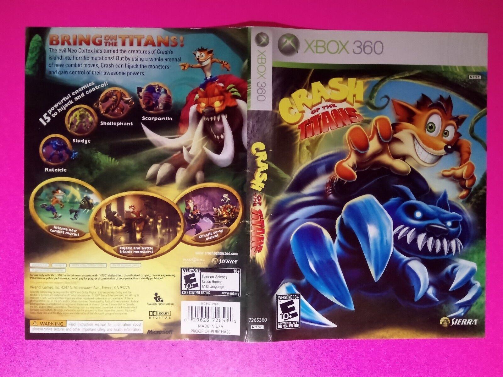 1600x1200 Crash of the Titans, Original Art Only Xbox 360 (NO GAME or MANUAL)