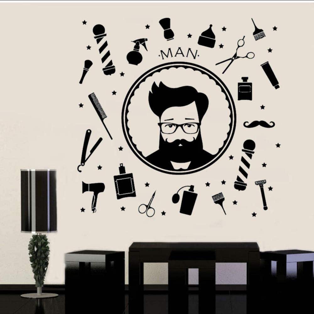 1000x1000 MRQXDP Wall Decal Sticker Bedroom Man Barber Shop Logo Hair Salon Shave Scissors Hairdressing Accessories For Men 42x41cm murales wallpaper pared Dormitory decoration: Buy Online at Best Price in UAE