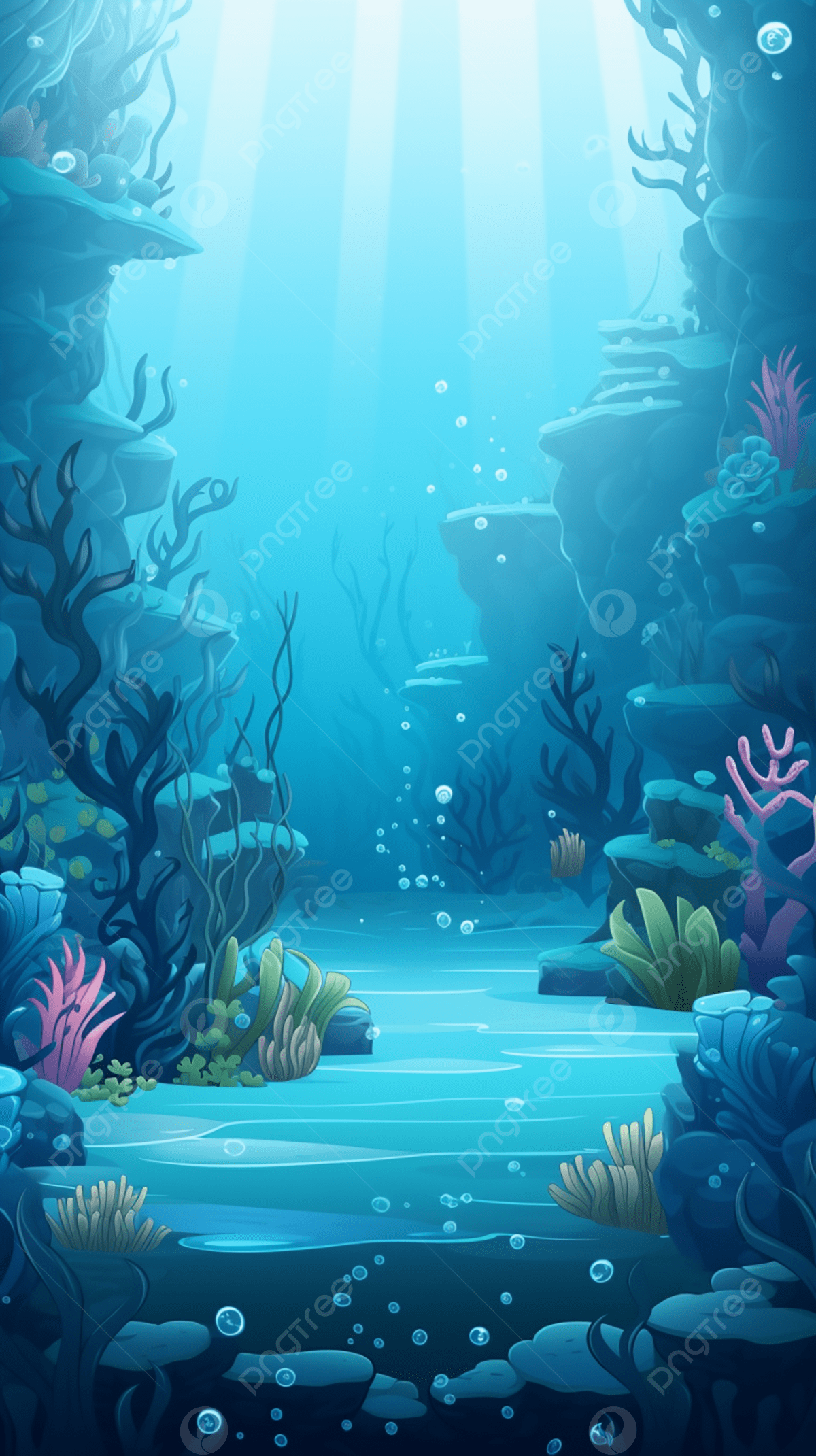1200x2141 Deep Sea Plant Rock Cartoon Sea Water Advertising Background Wallpaper Image For Free Download