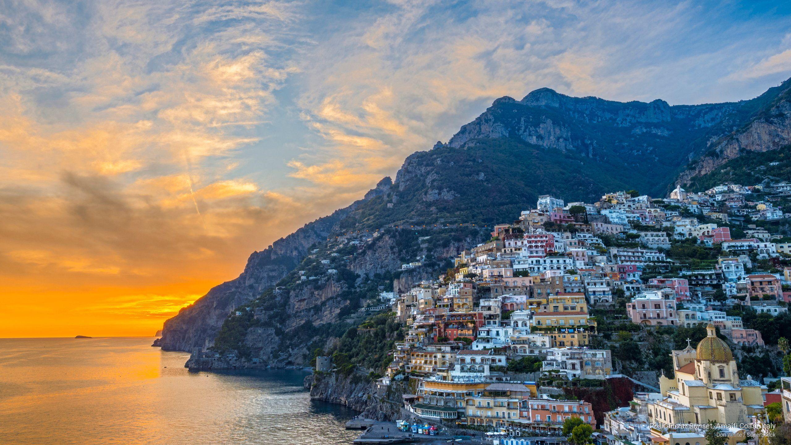 2560x1440 Positano at Sunset, Amalfi Coast, Italy #Europe K #wallpaper #hdwallpaper #desktop. Amalfi coast positano, Amalfi coast italy, Amalfi coast