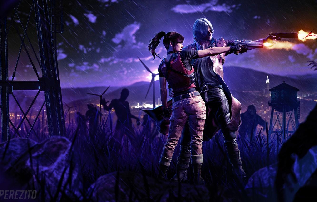 1332x850 Wallpaper rain, crossover, Devil May Cry Resident Evil - for desktop, section игры