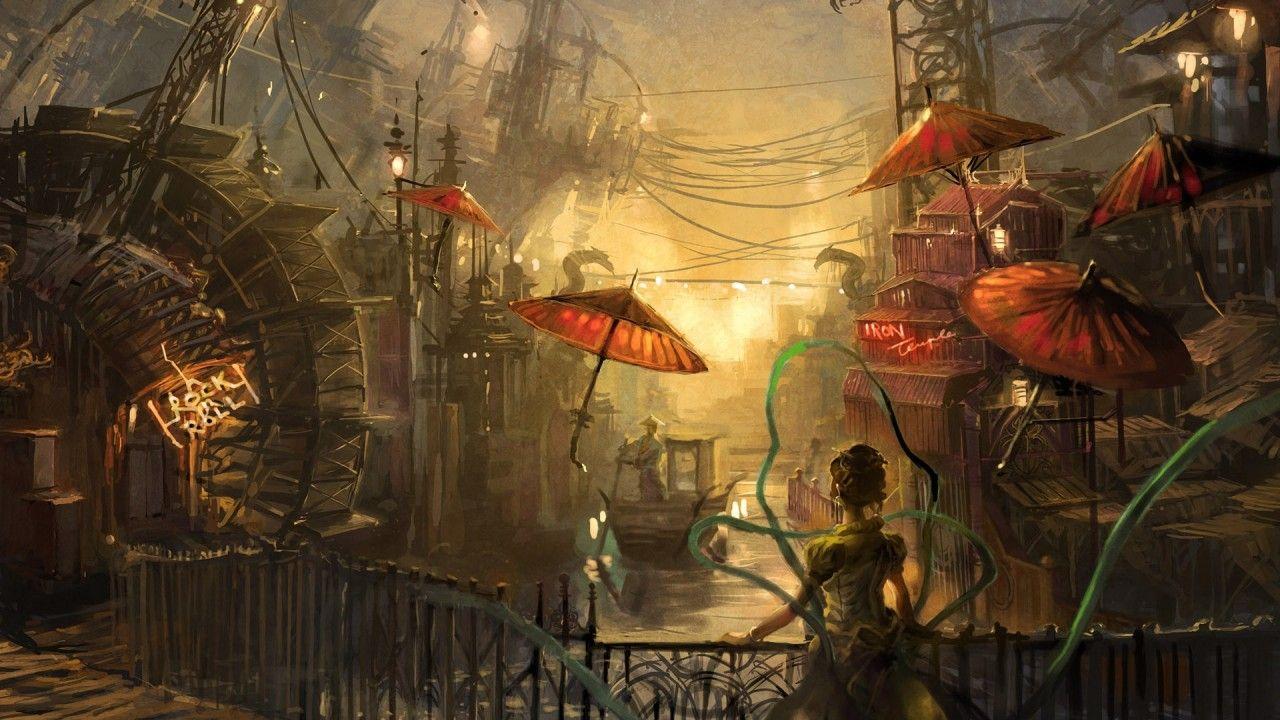 1280x720 Steampunk Anime, water, painting wallpaper. Steampunk Anime, water, painting