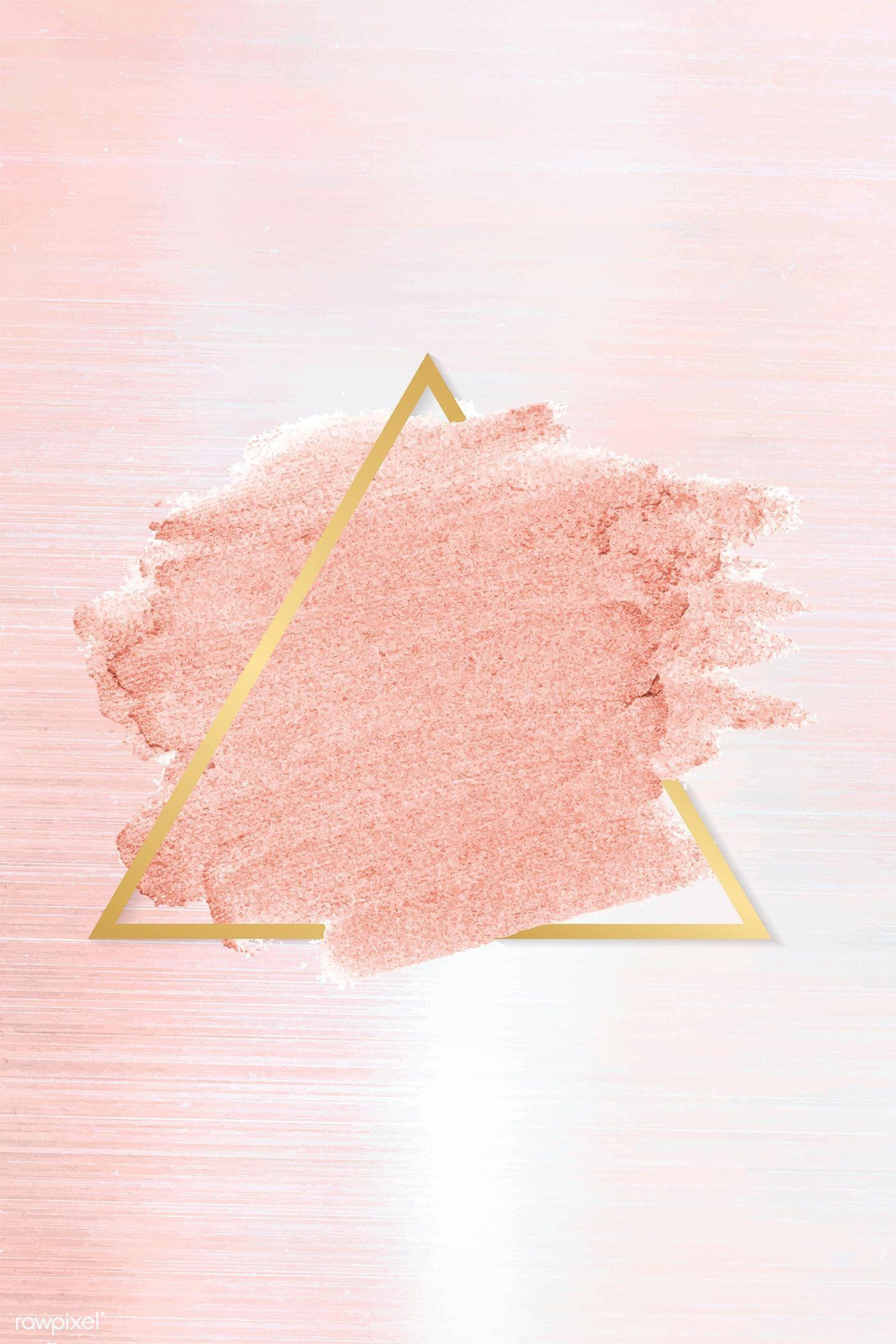 1400x2100 Pastel pink paint with a gold triangle frame on a pastel pink background vector. free image. Pink marble background, Pink background, Pastel pink