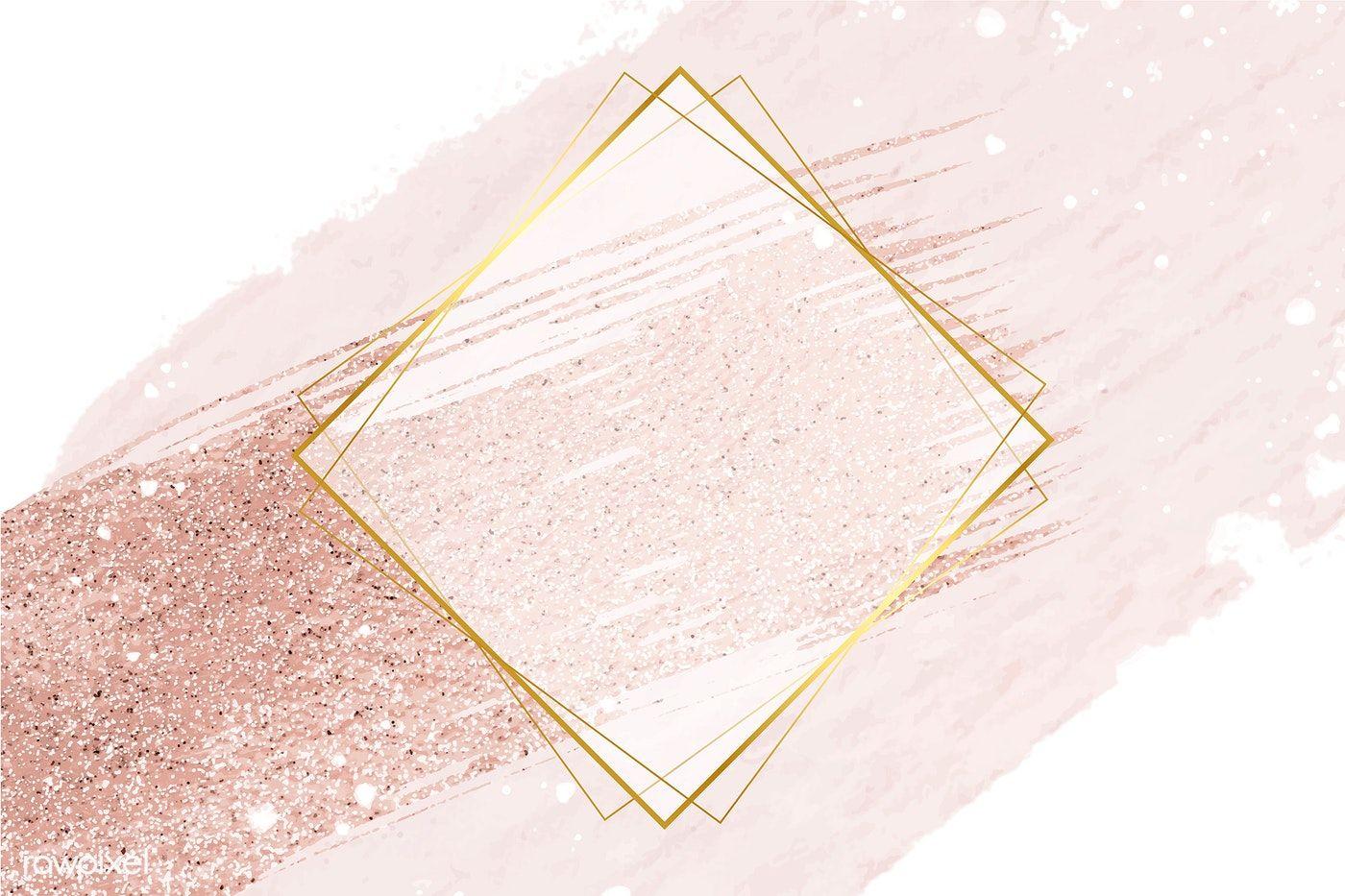 1400x933 Gold rhombus frame on a pastel pink background vector. free image by rawpixel.com / Adj / marinemynt. Gold rhombus, Pink background, Gold circle frames