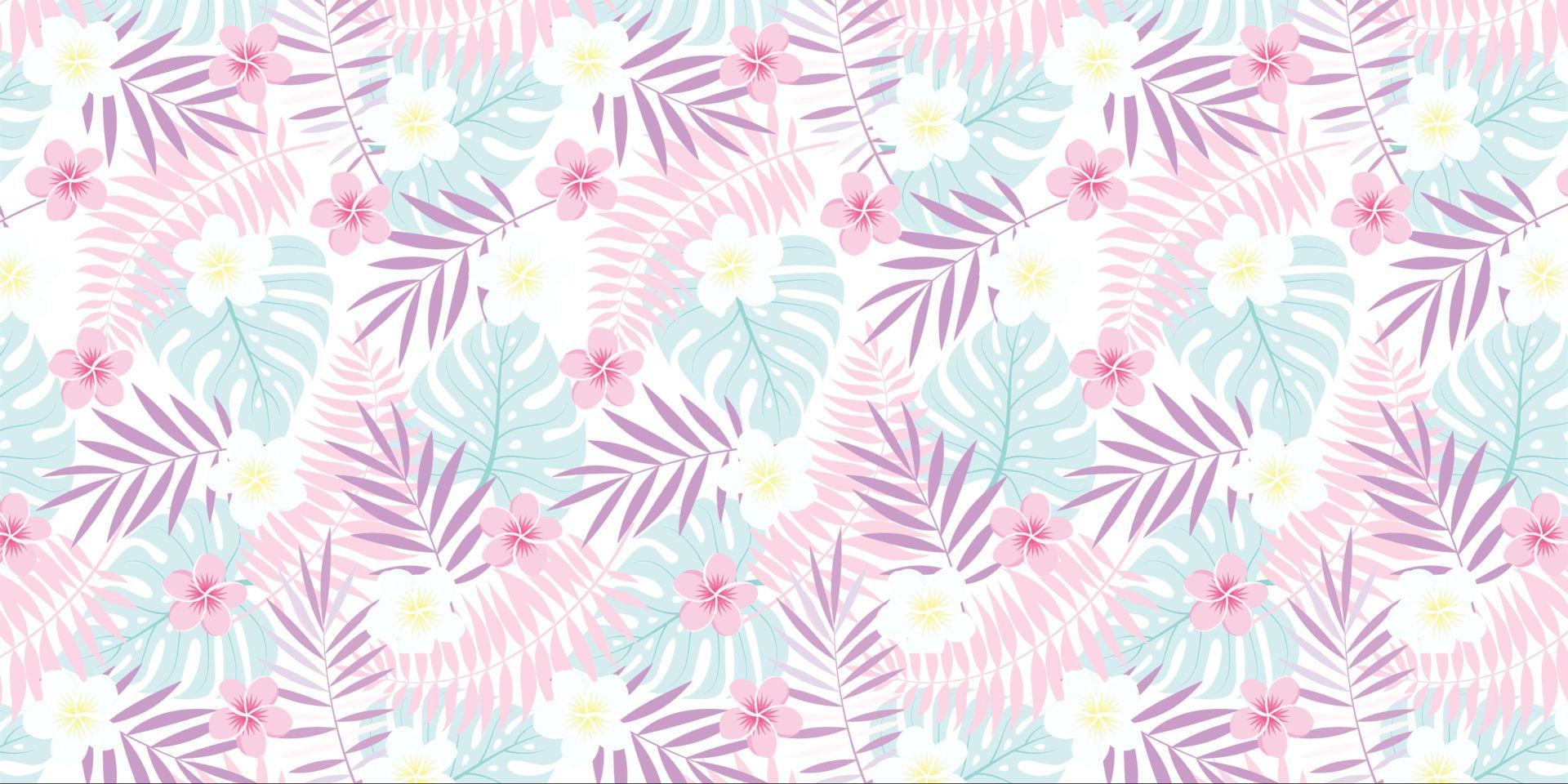 1920x960 Pastel flowers and leaves