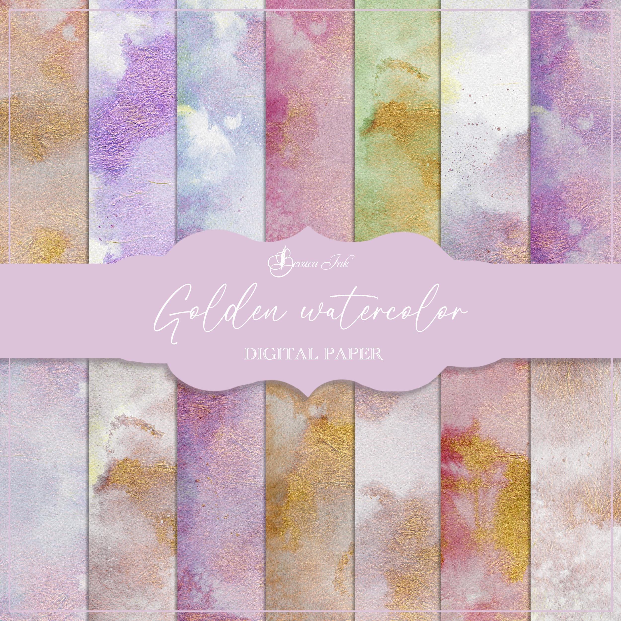 2500x2500 Golden Watercolor Digital Paper Pastel Wallpaper Gold Flakes