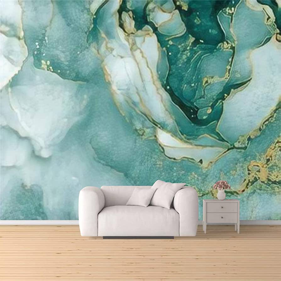 894x894 Ink Wash Pastel Lime Sky Color Tidewater Green Gold Stains Alcohol Ink Peel & Stick Wallpaper Removable Self Adhesive Large Wallpaper Roll 3D Wall Mural Sticker Home Decor For Living Room Bedroom