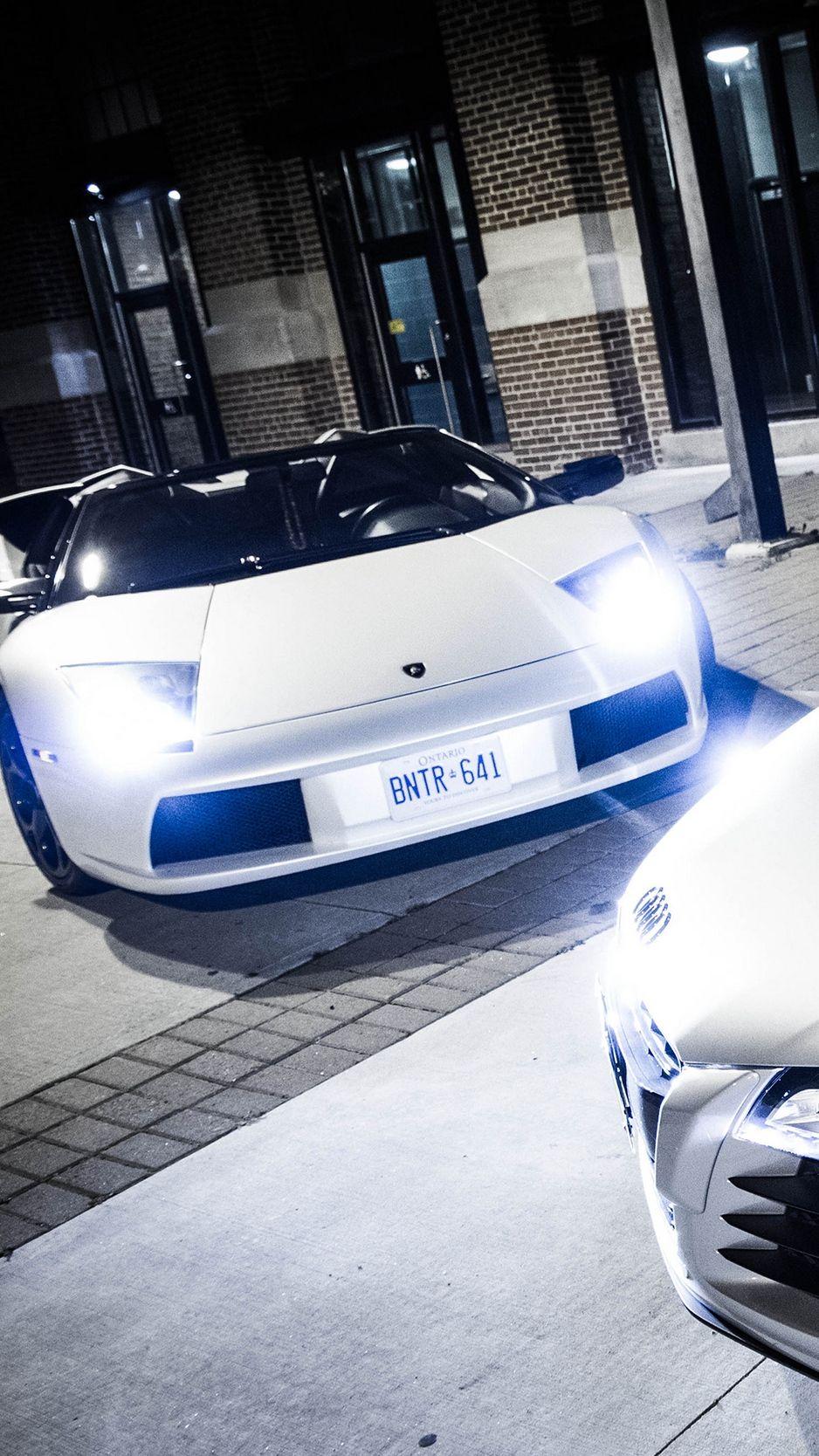 938x1668 Download wallpaper 938x1668 audi, r lamborghini, murcielago, white