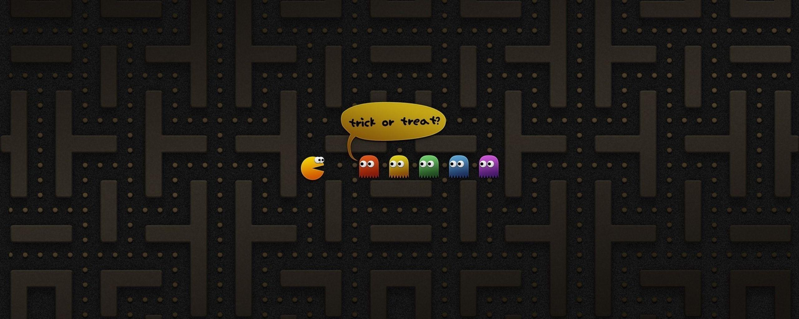 2560x1024 Dual monitor screen game pacman wallpaperx1080. Halloween wallpaper, Halloween wallpaper background, Cool wallpaper