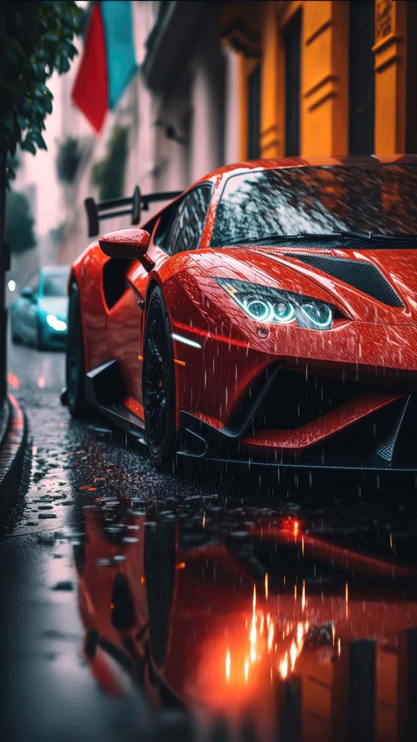 844x1500 Lamborghini Wet Road Reflection IPhone Wallpaper HD Wallpaper : iPhone Wallpaper