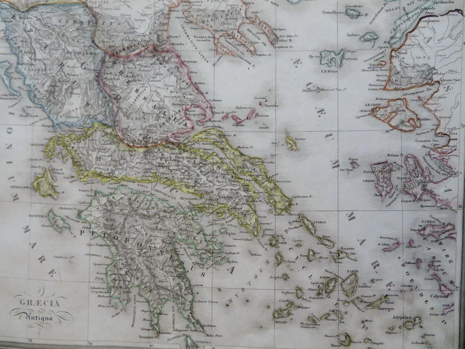 1600x1200 Ancient Greece Macedonia Peloponnesus Epirus Athens Sparta Corinth 1849 old map