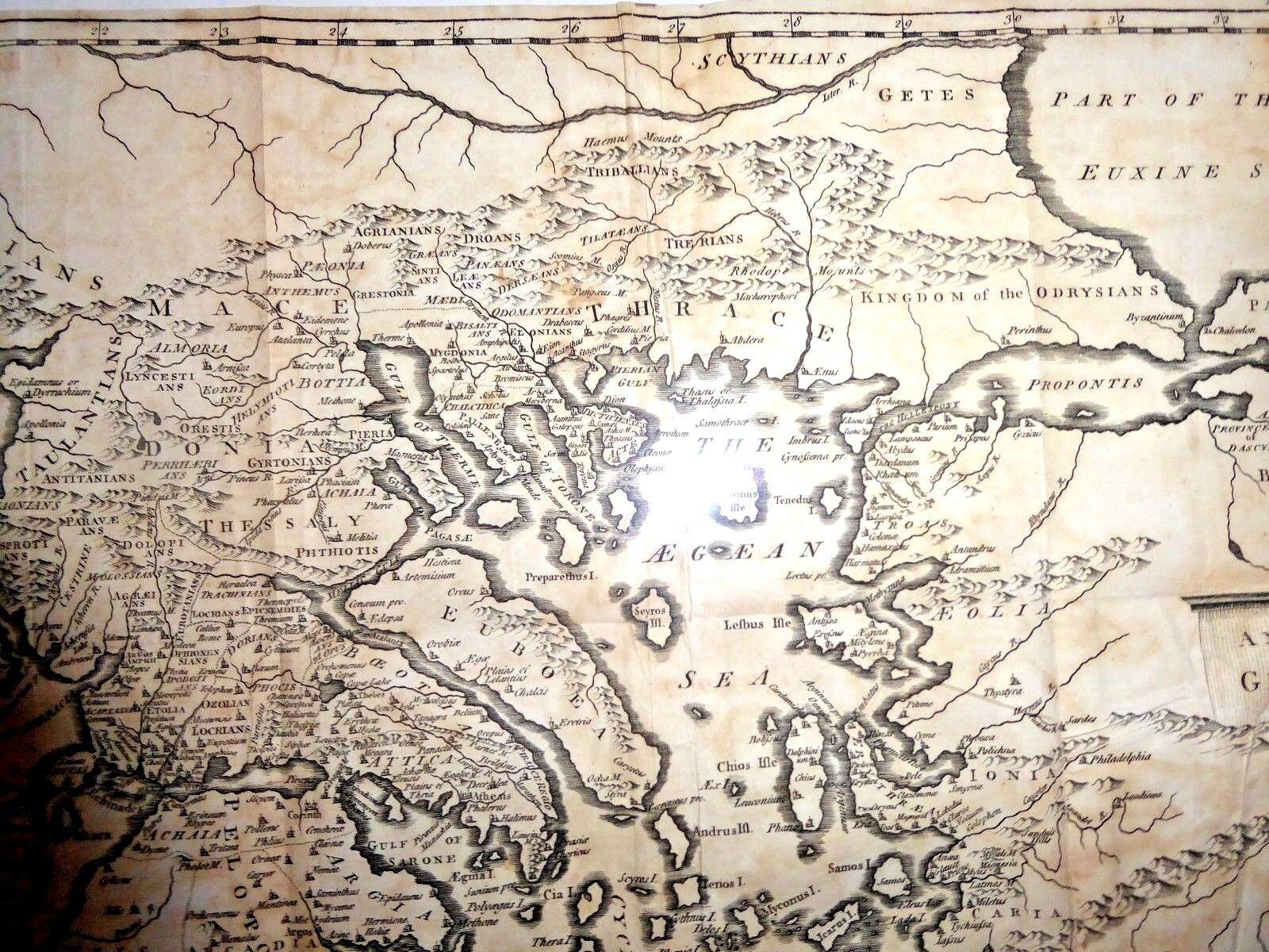 1600x1200 ANTIQUE MAP AEGEAN SEA ANCIENT GREECE VERY DETAILED MOUNTAINS ISLANDS 1805