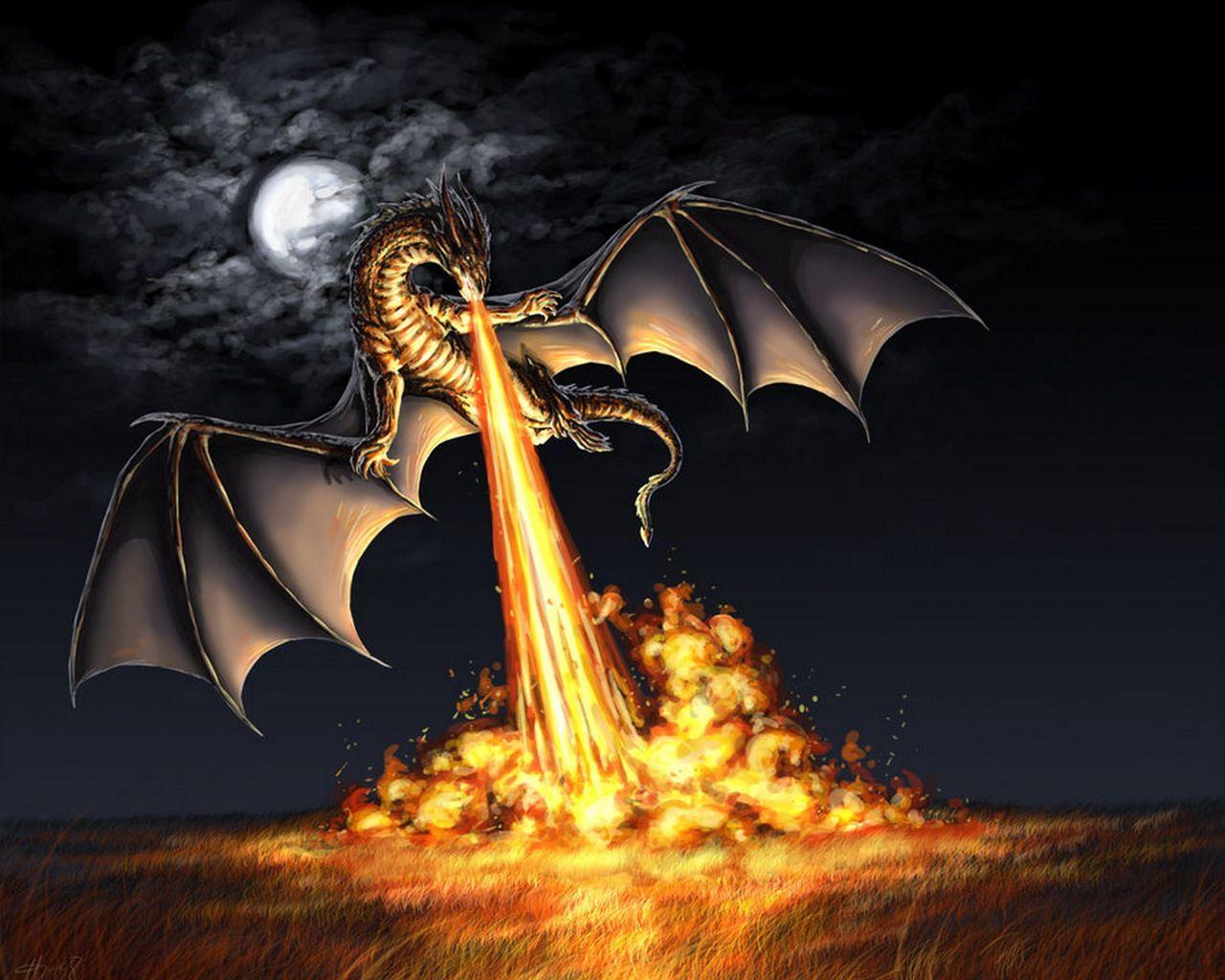1280x1024 Fire Breathing Dragon Wallpaper