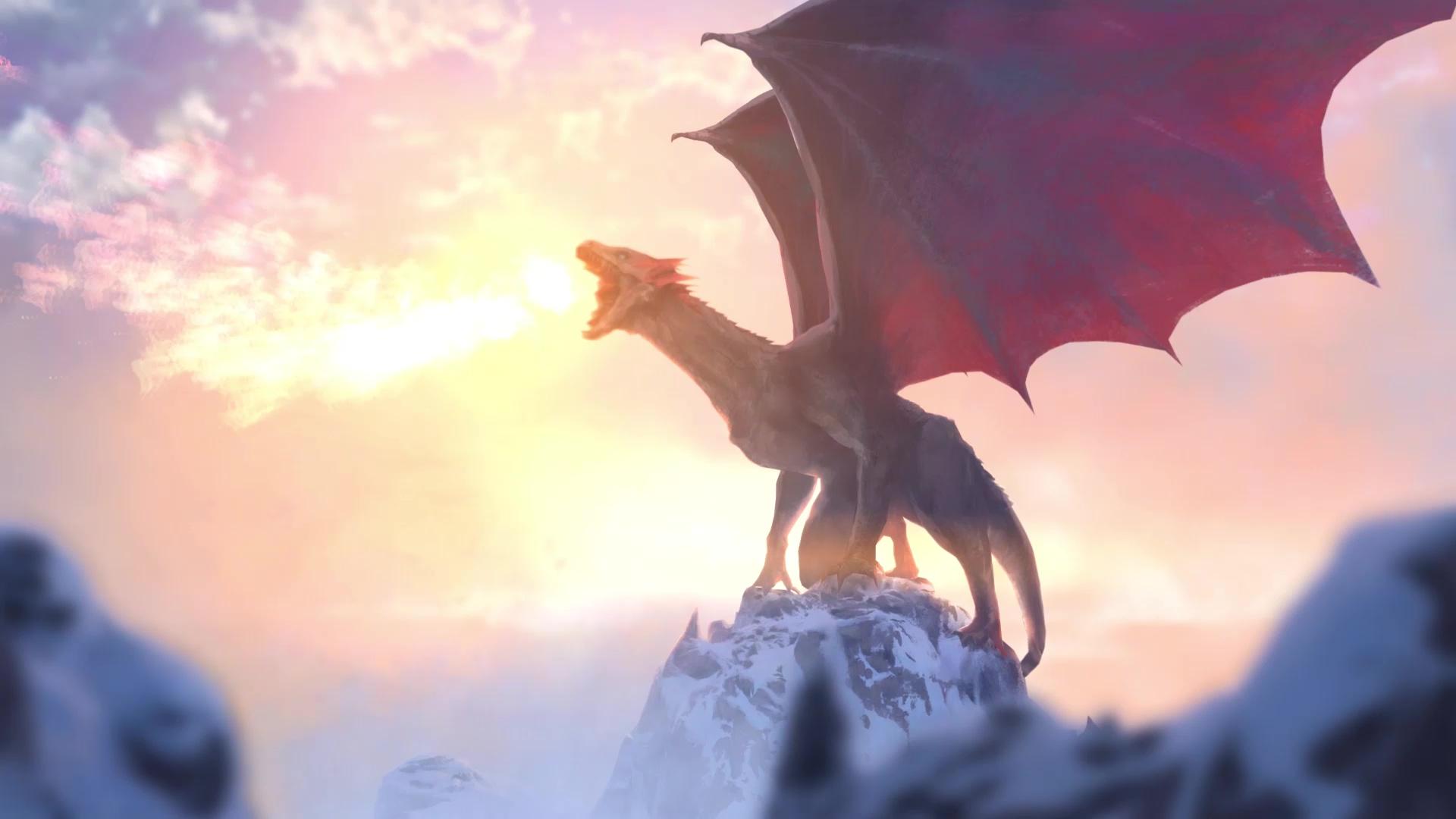 1920x1080 Fire Breathing Dragon On Top Of Mountain Live Wallpaper