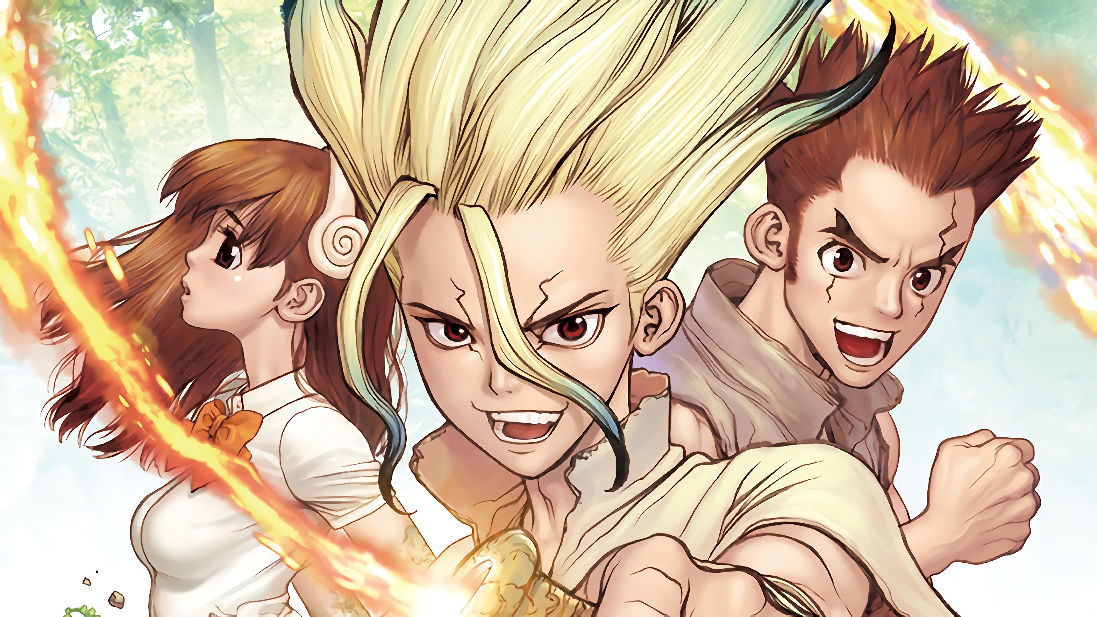 3840x2160 Dr. Stone Yuzuriha Taiju Senku 4K Wallpaper
