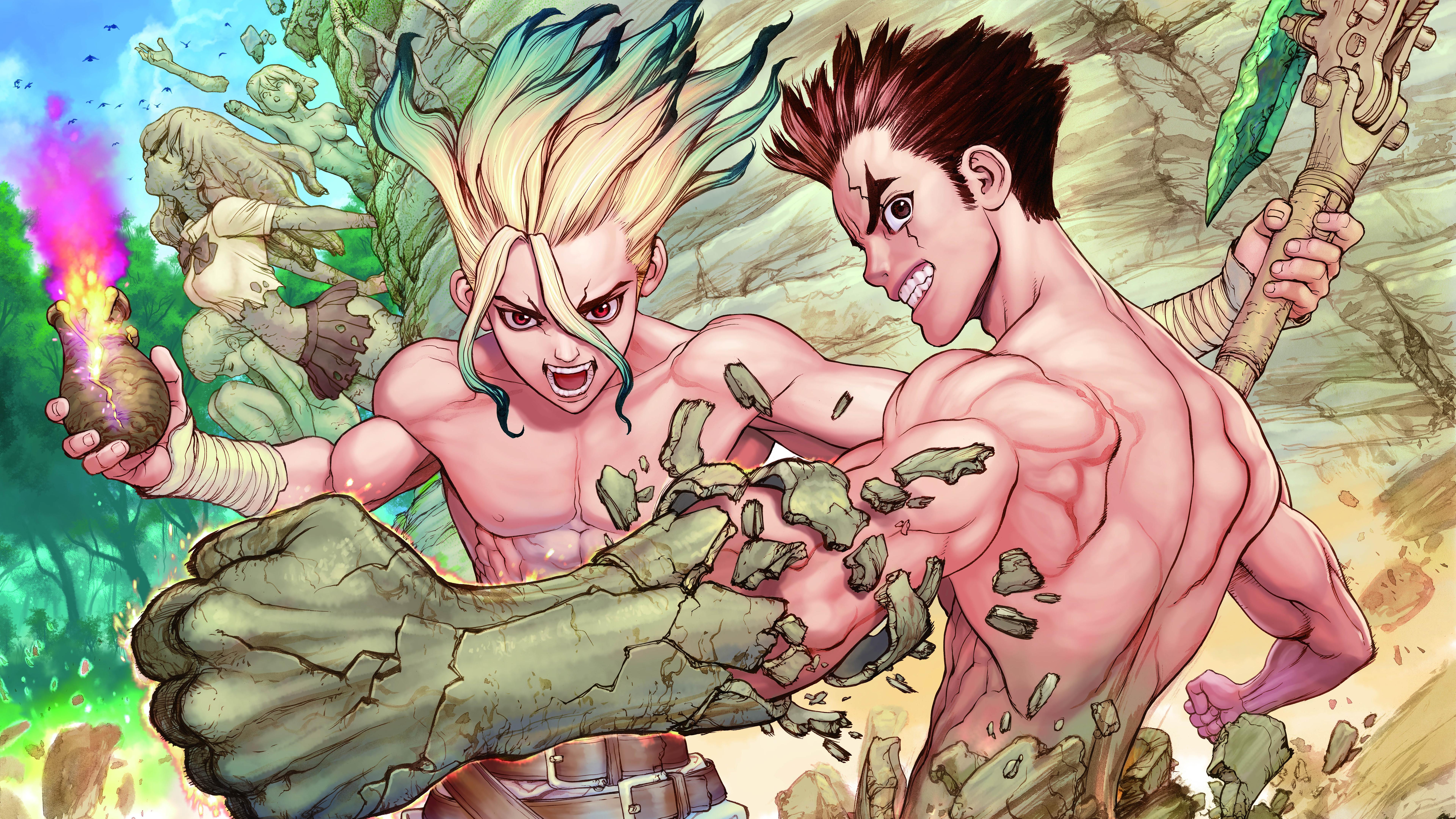 7680x4320 Dr. Stone, Senku Ishigami, Taiju Oki, 8K Gallery HD Wallpaper