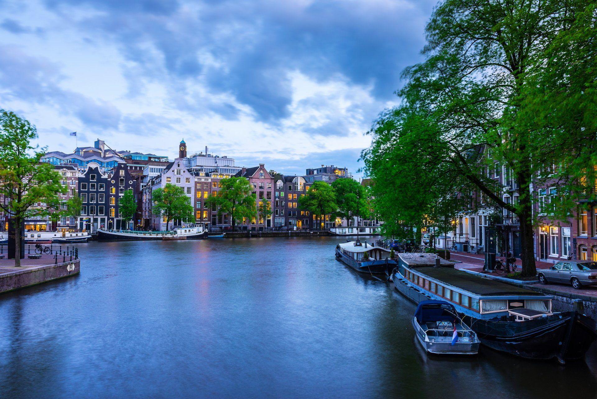 1920x1282 HD wallpaper: Cities, Amsterdam, Boat, Canal, City, House, Netherlands, Tree. Amsterdam image, City, Netherlands