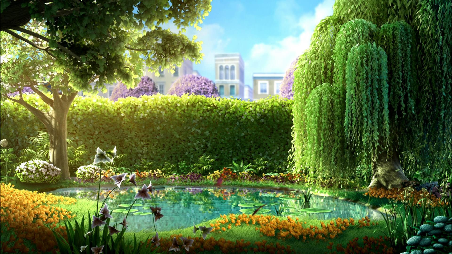 1920x1080 Park summer pond tree flower trees garden wallpaperx1080